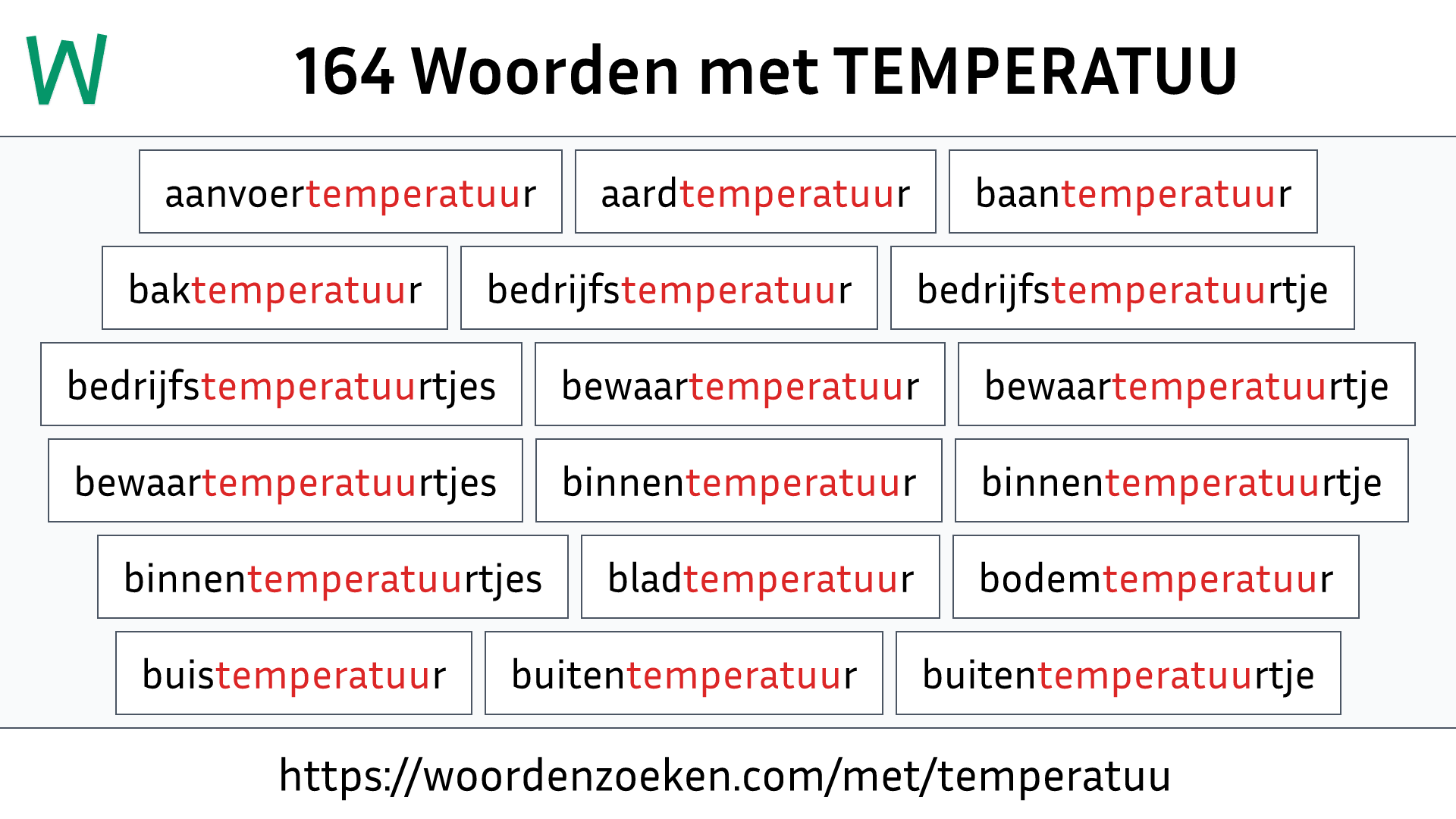 Woorden met TEMPERATUU