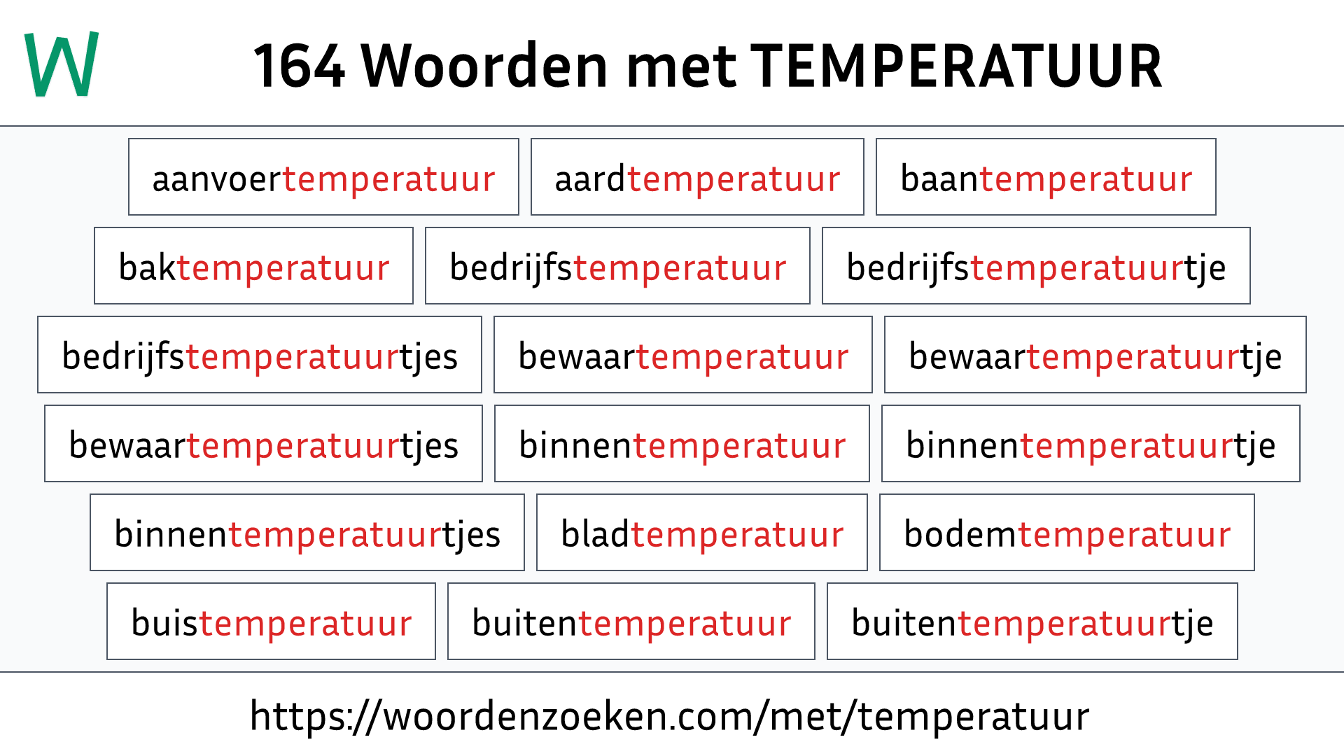 Woorden met TEMPERATUUR