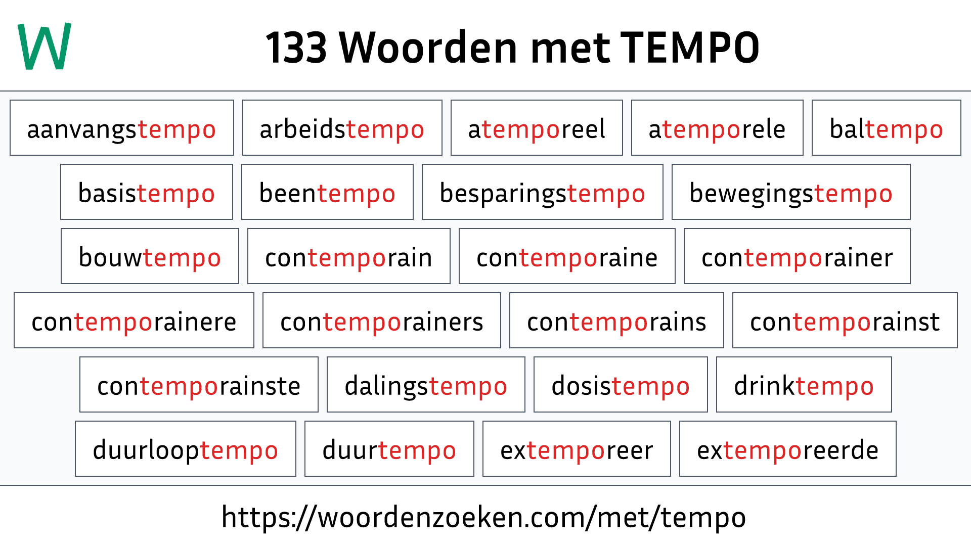 Woorden met TEMPO