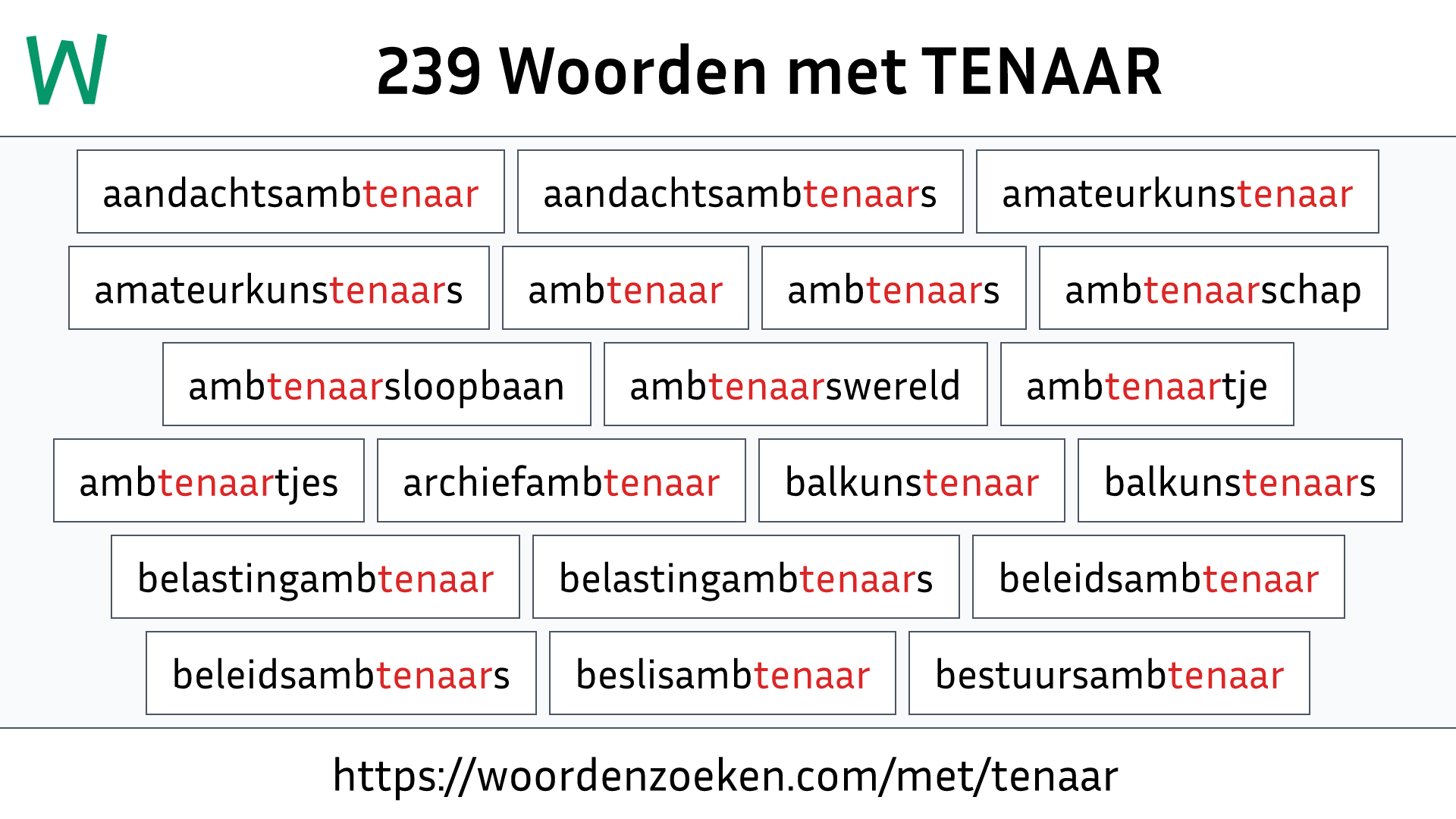 Woorden met TENAAR