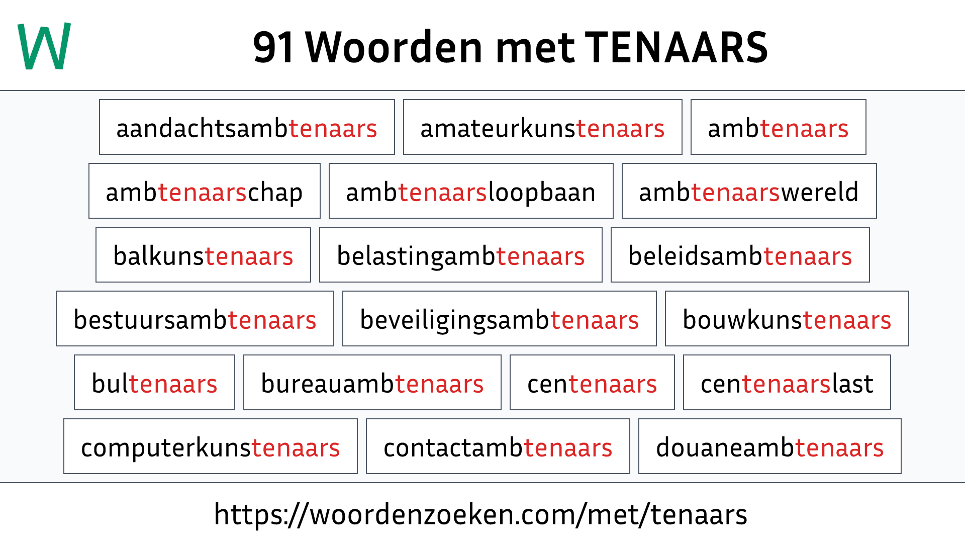 Woorden met TENAARS