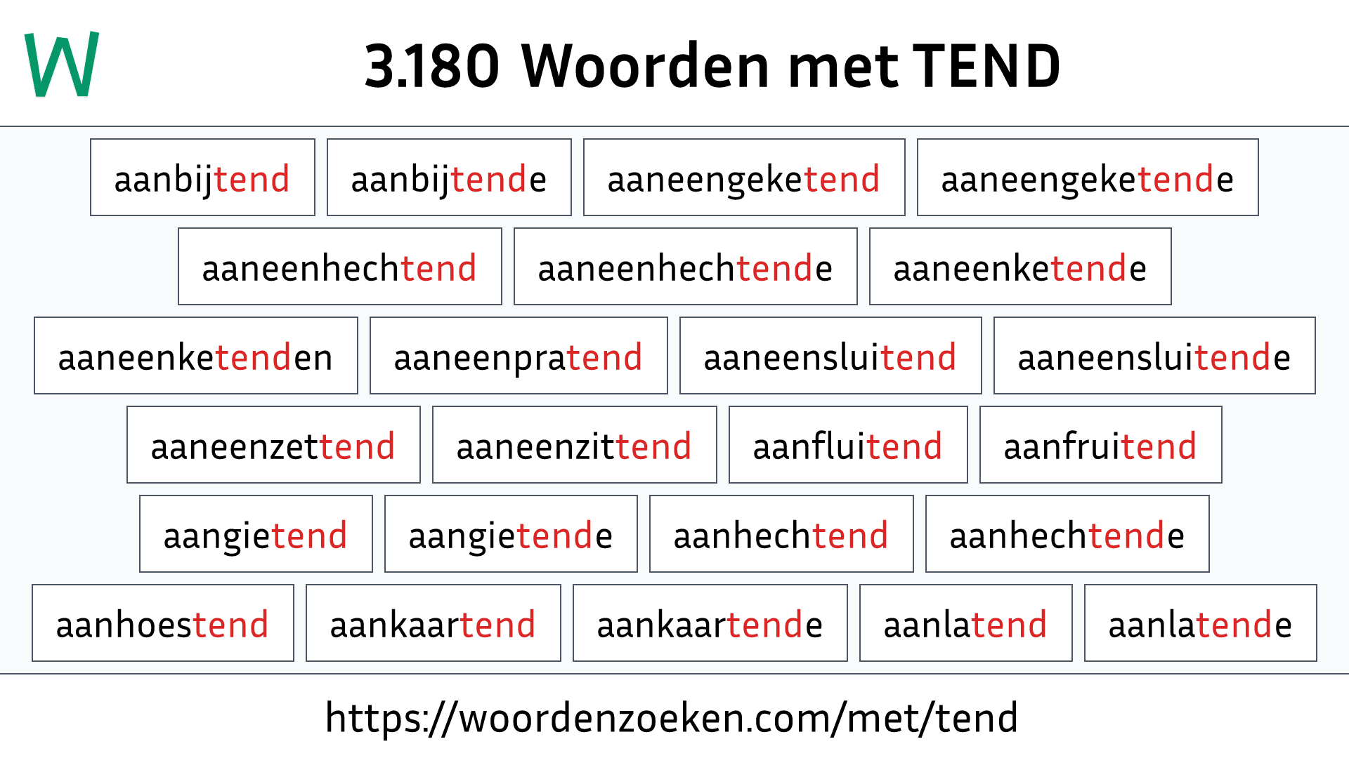 Woorden met TEND