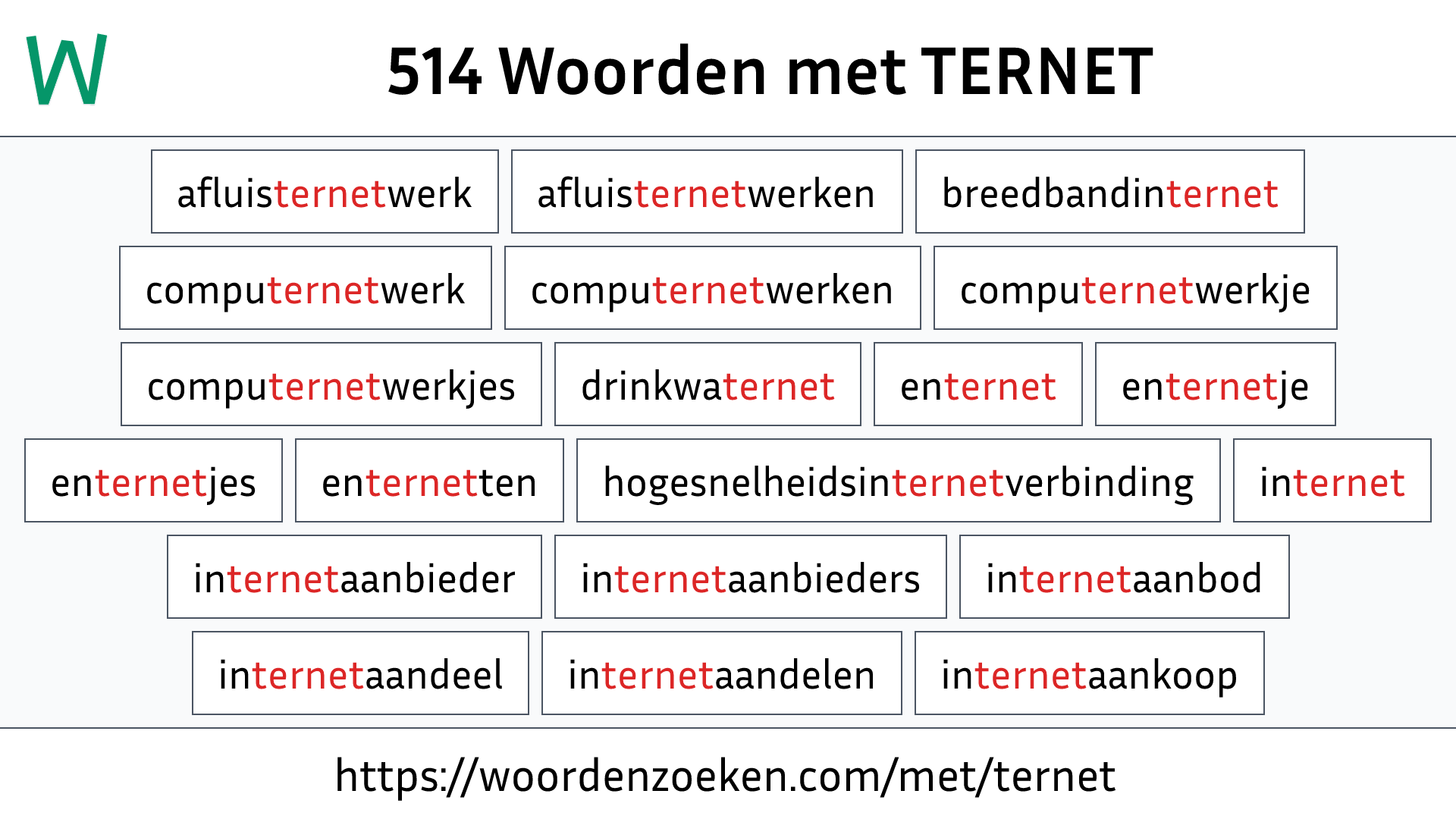 Woorden met TERNET