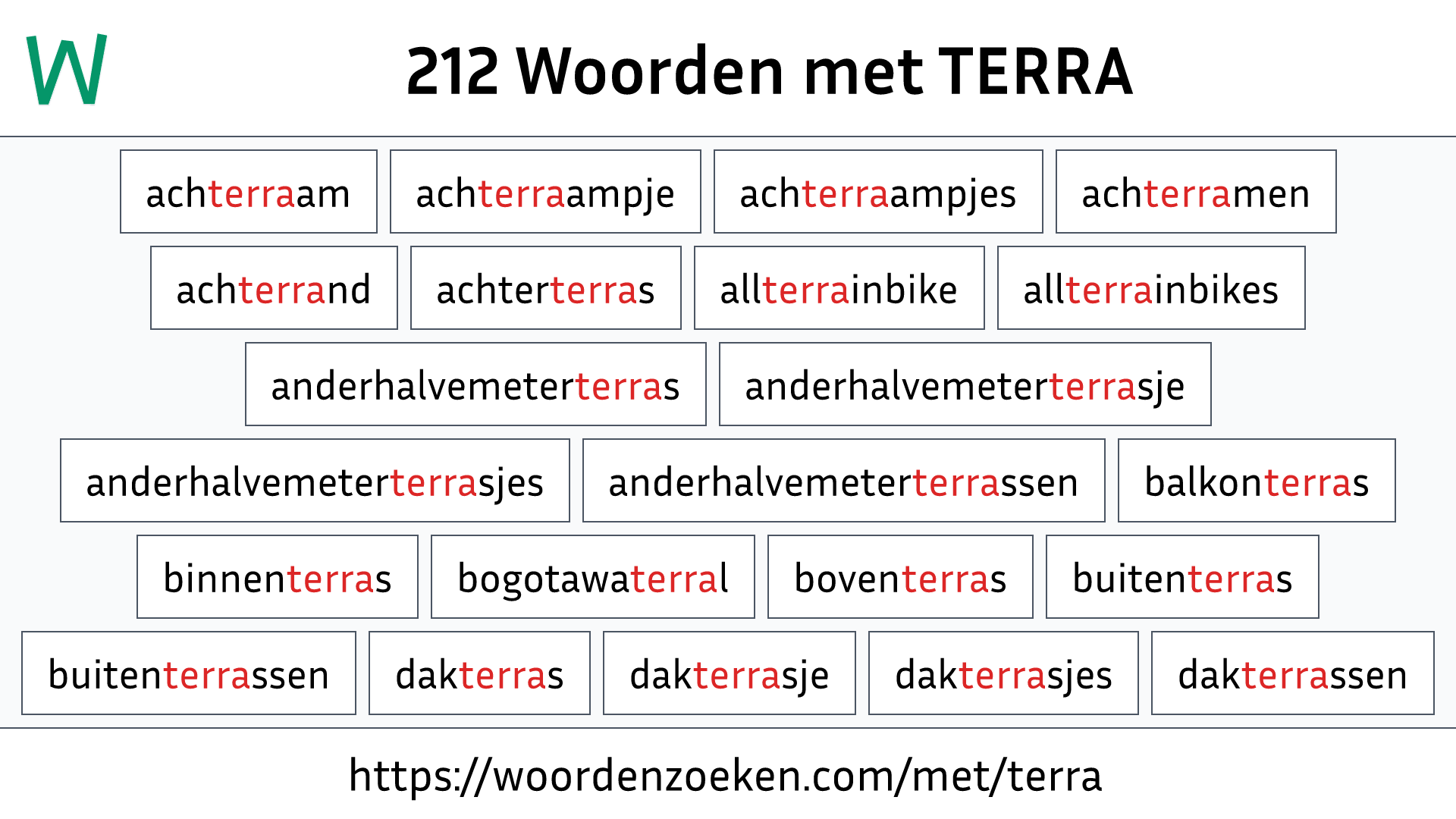 Woorden met TERRA