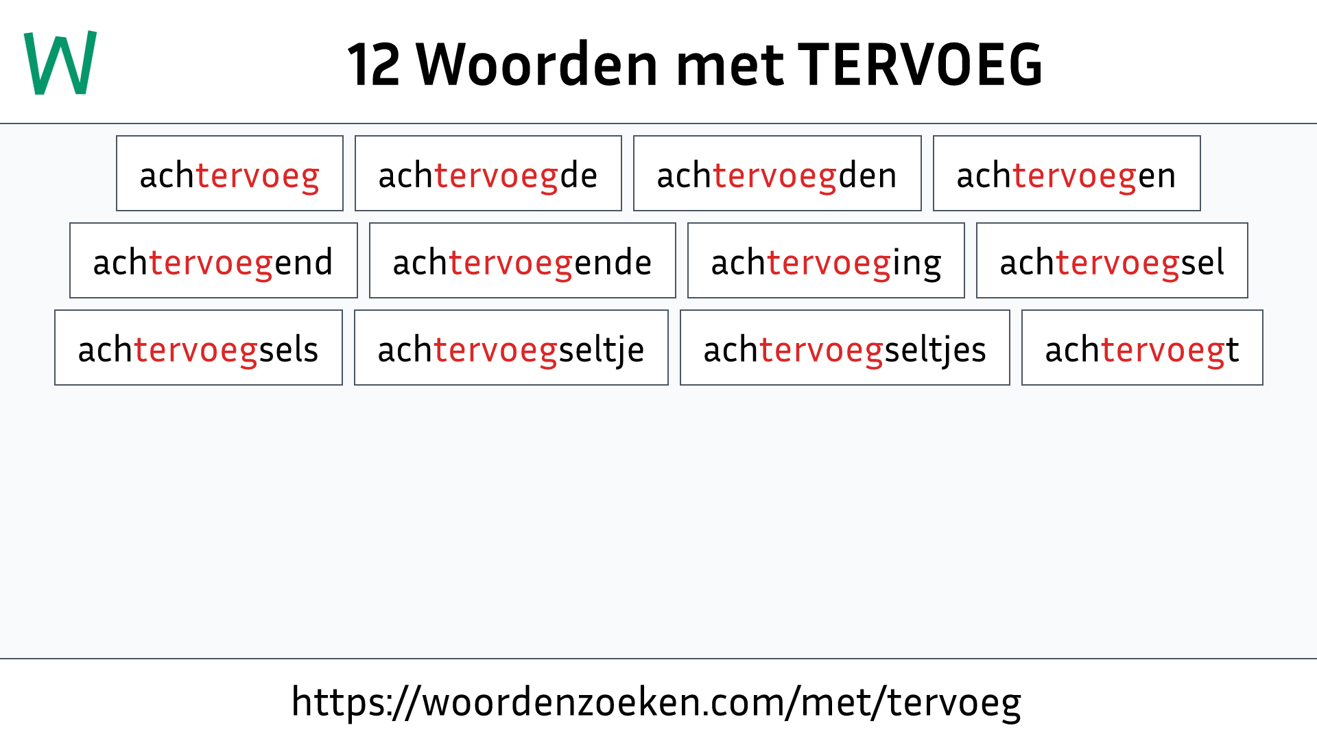 Woorden met TERVOEG