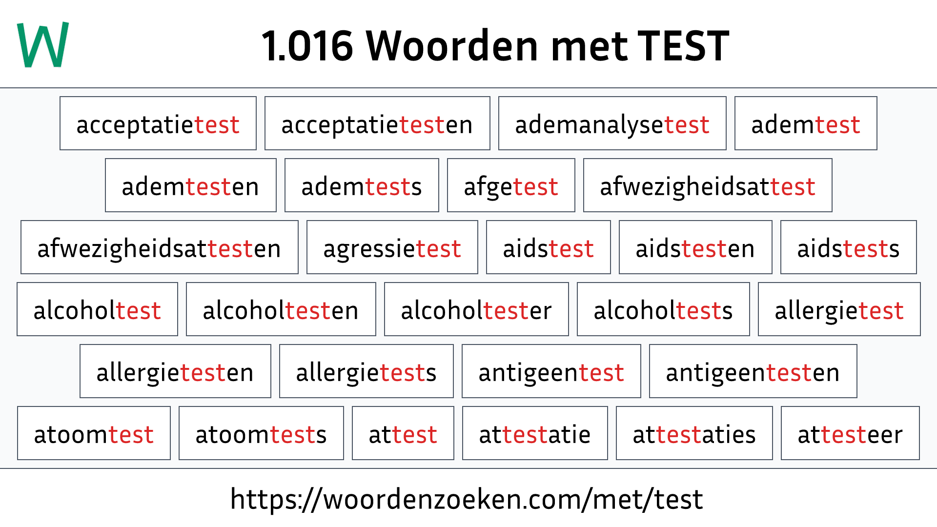 Woorden met TEST