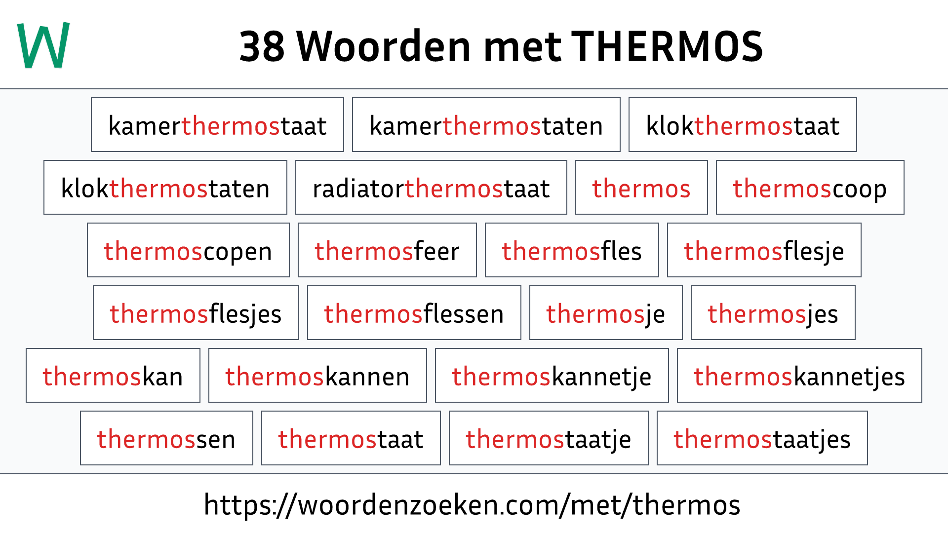 Woorden met THERMOS