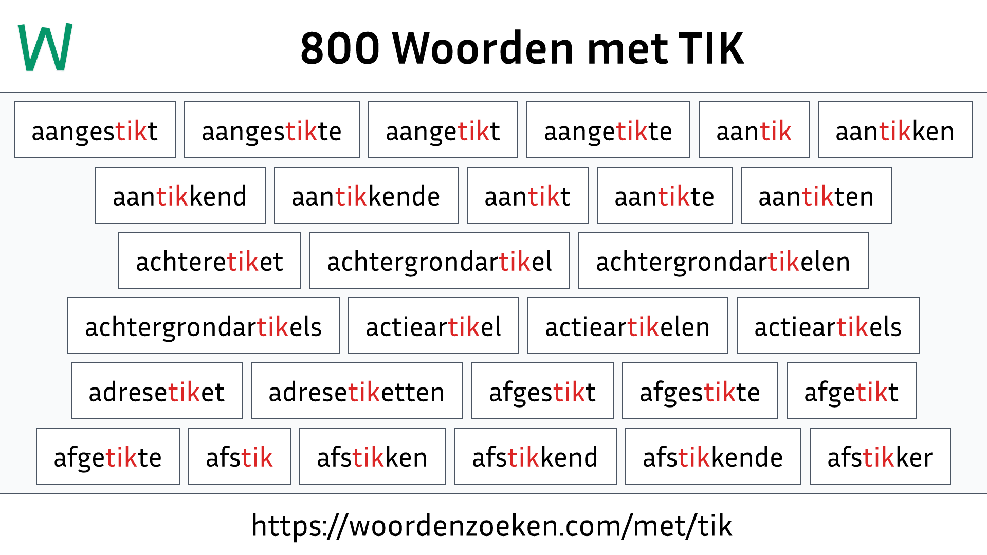 Woorden met TIK