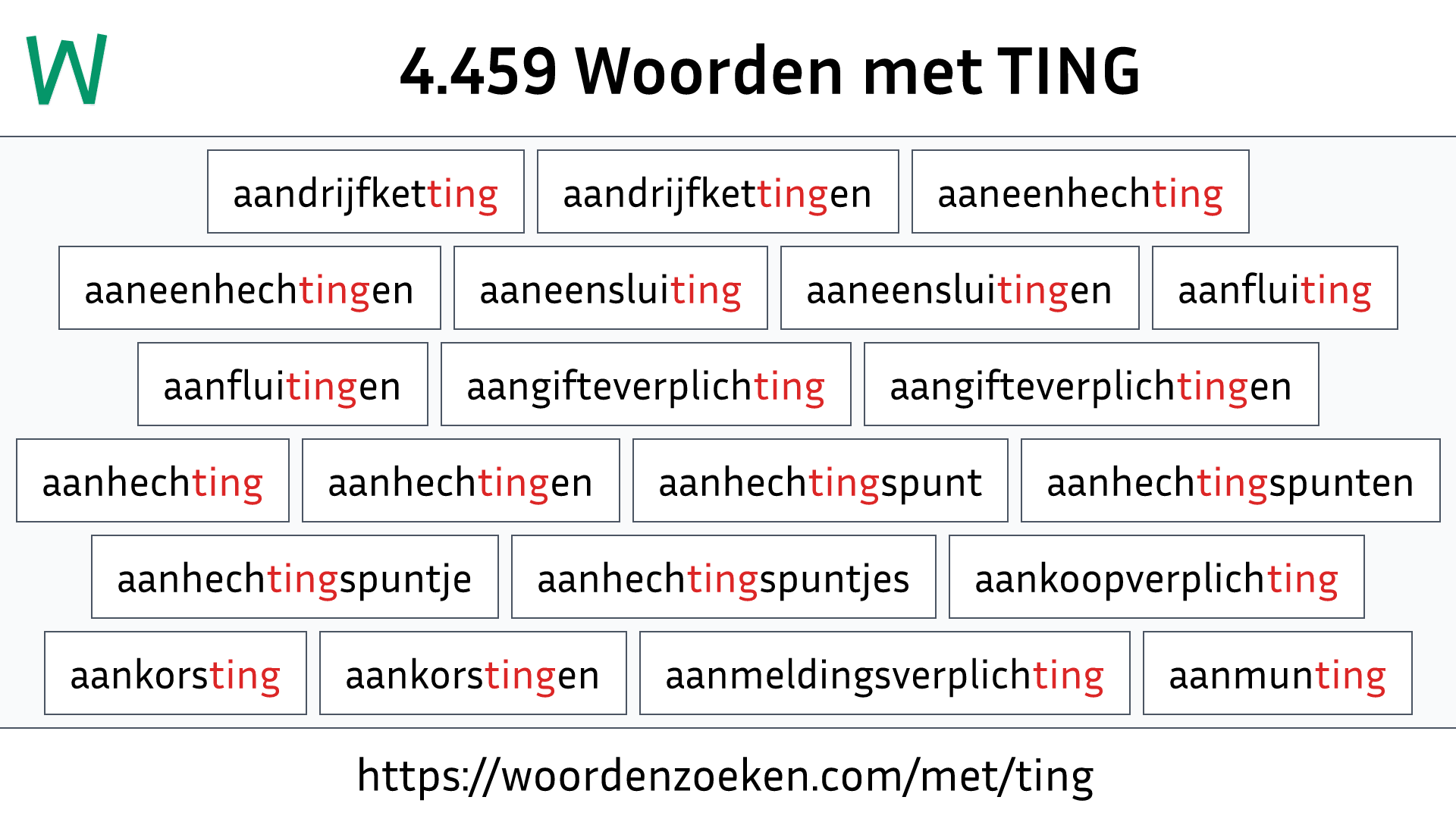 Woorden met TING