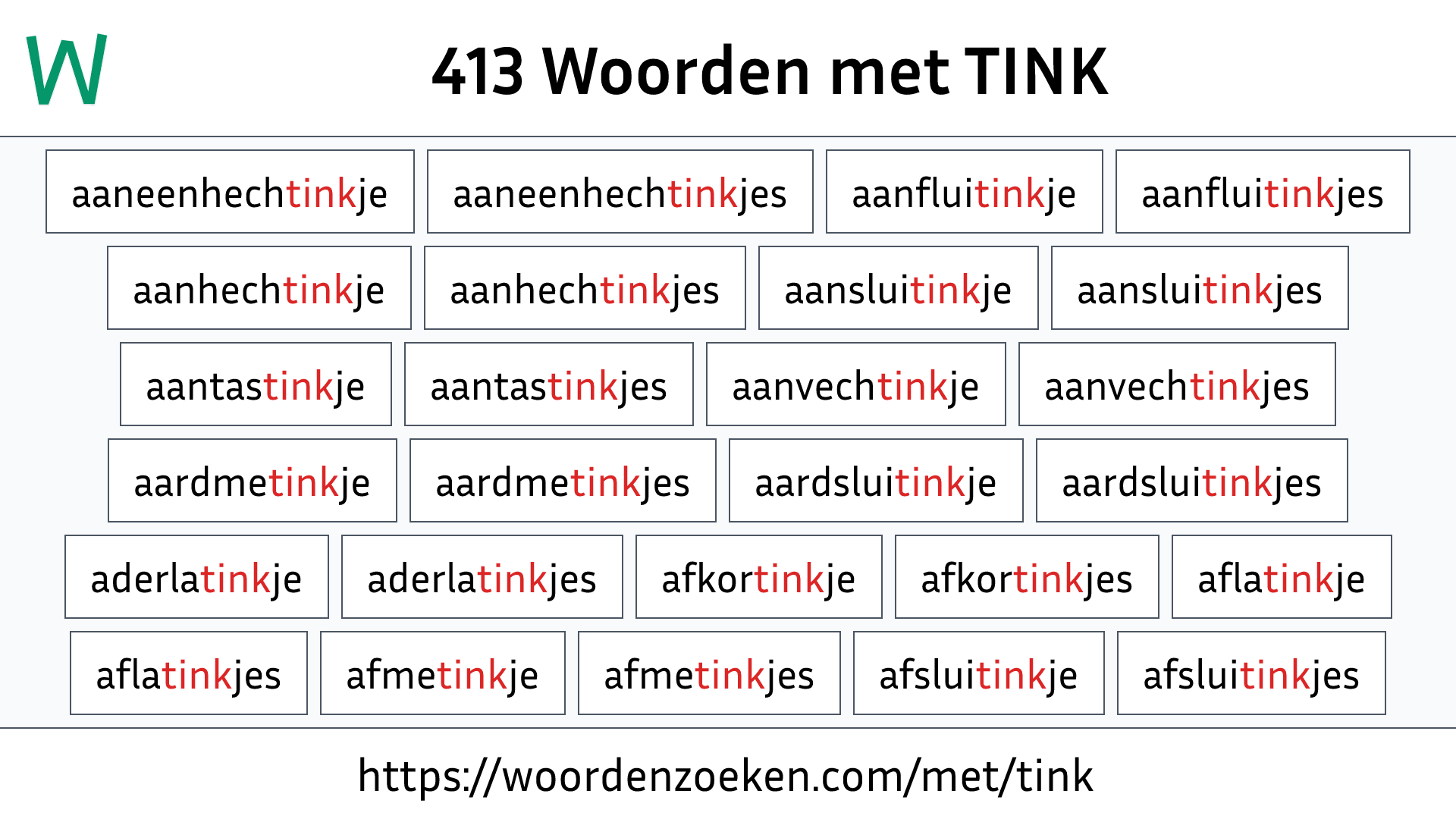 Woorden met TINK