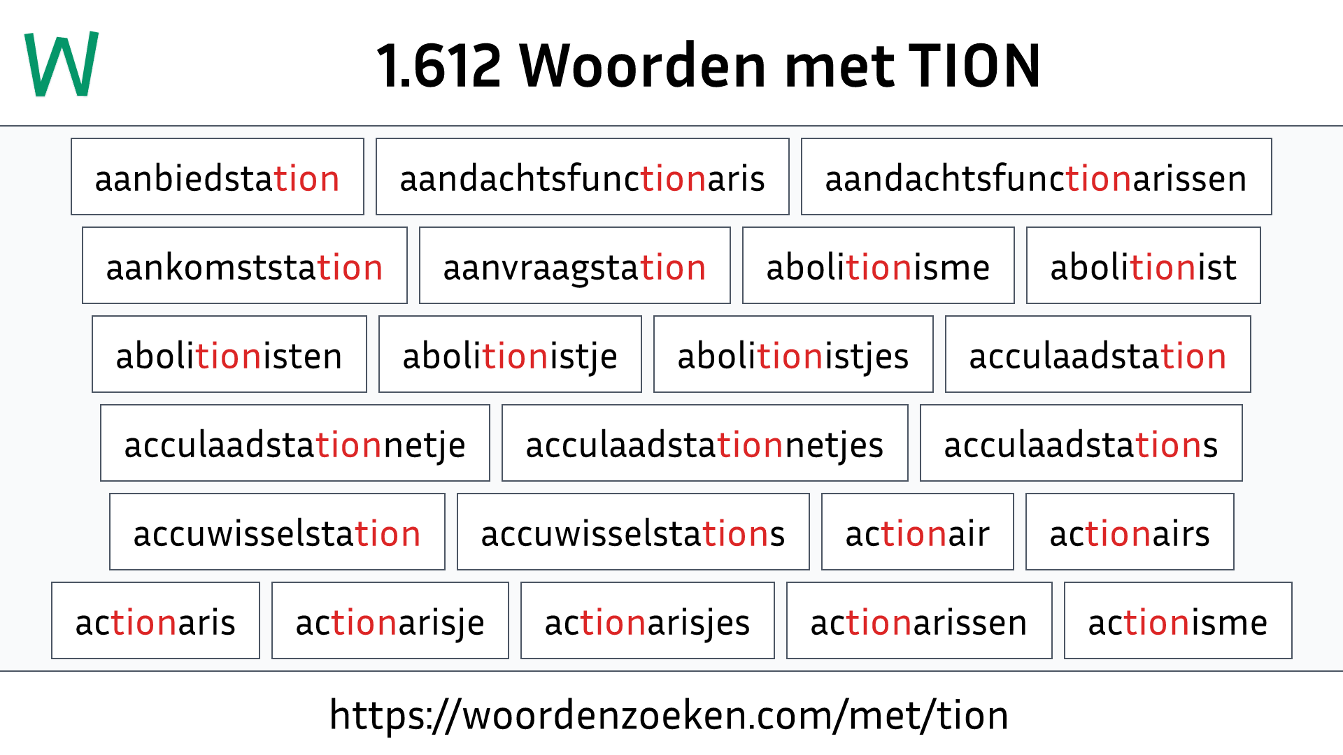 Woorden met TION