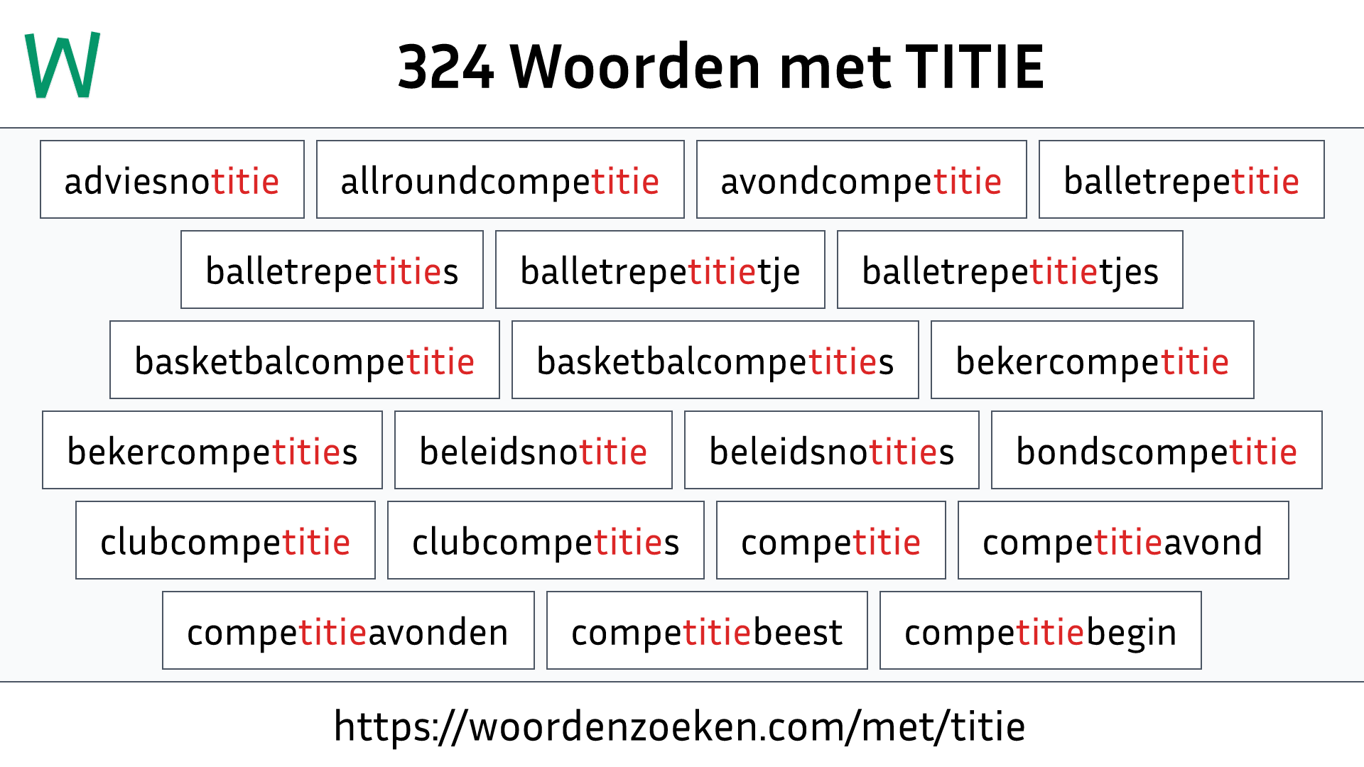 Woorden met TITIE
