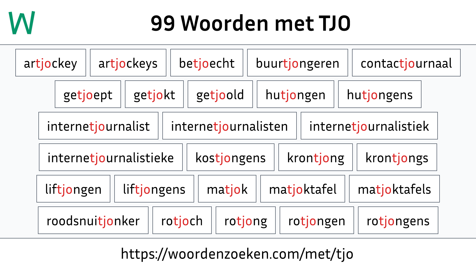 Woorden met TJO