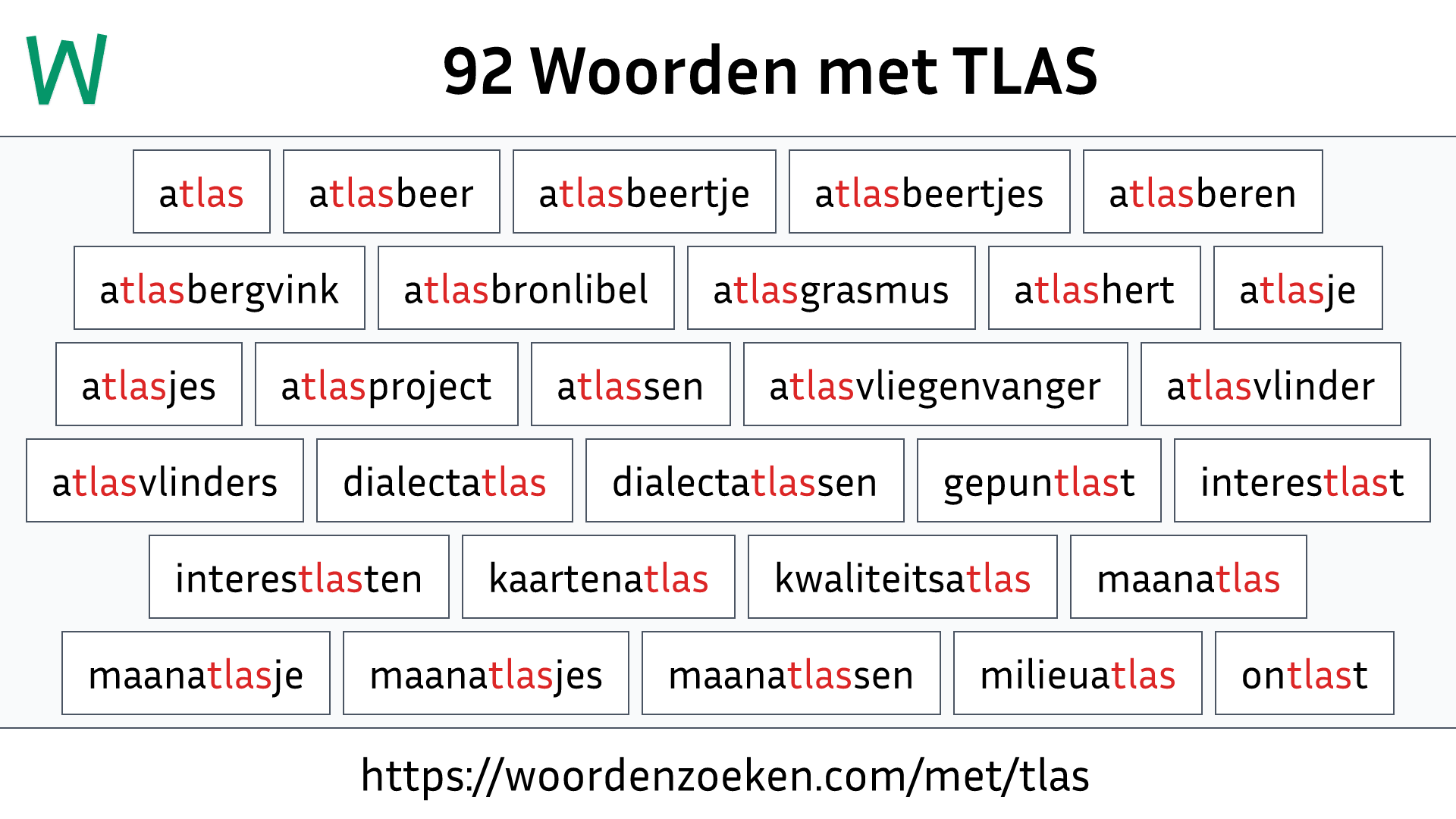 Woorden met TLAS