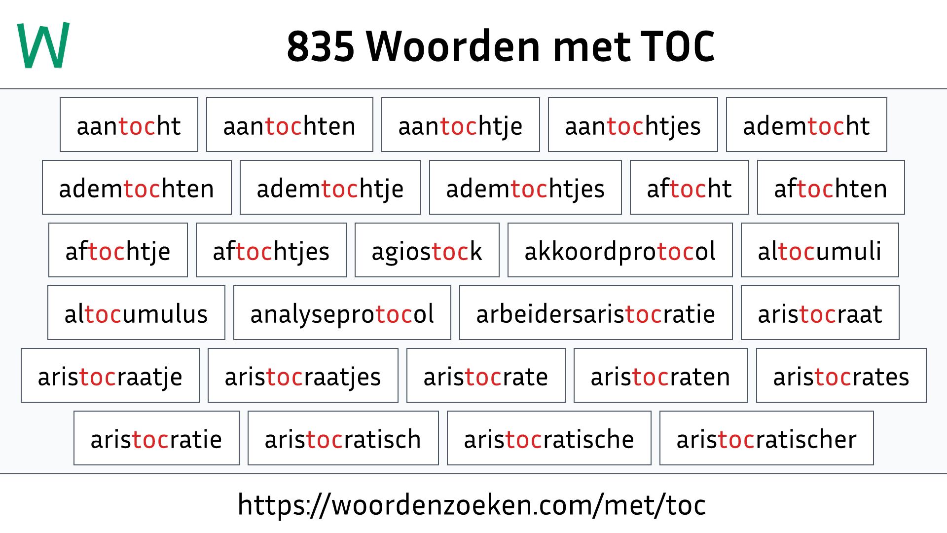 Woorden met TOC