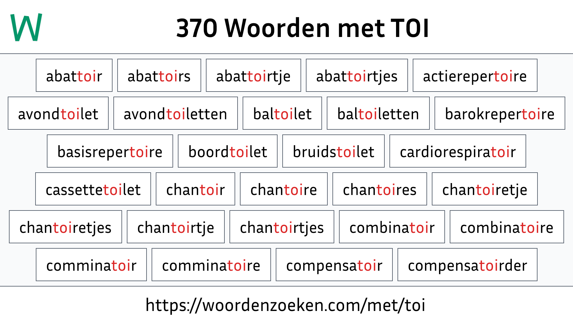 Woorden met TOI