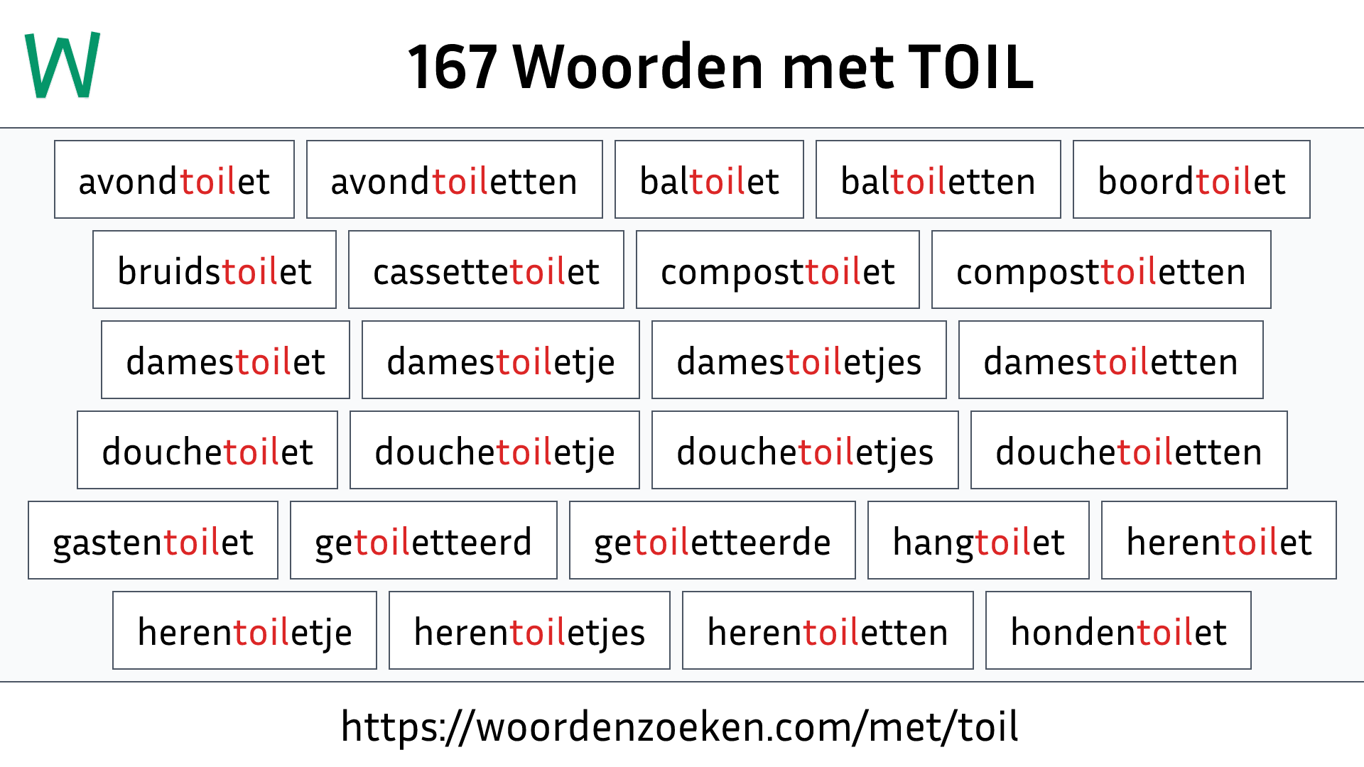 Woorden met TOIL