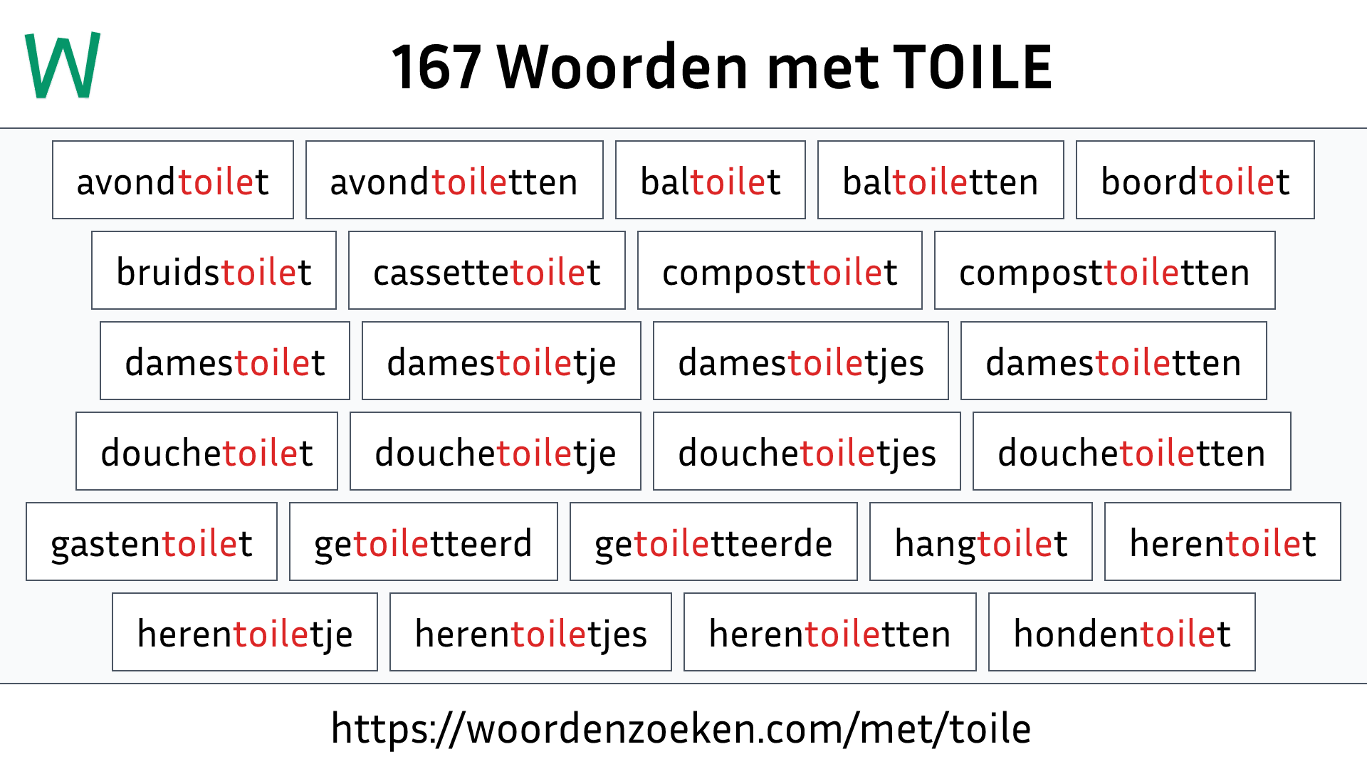 Woorden met TOILE