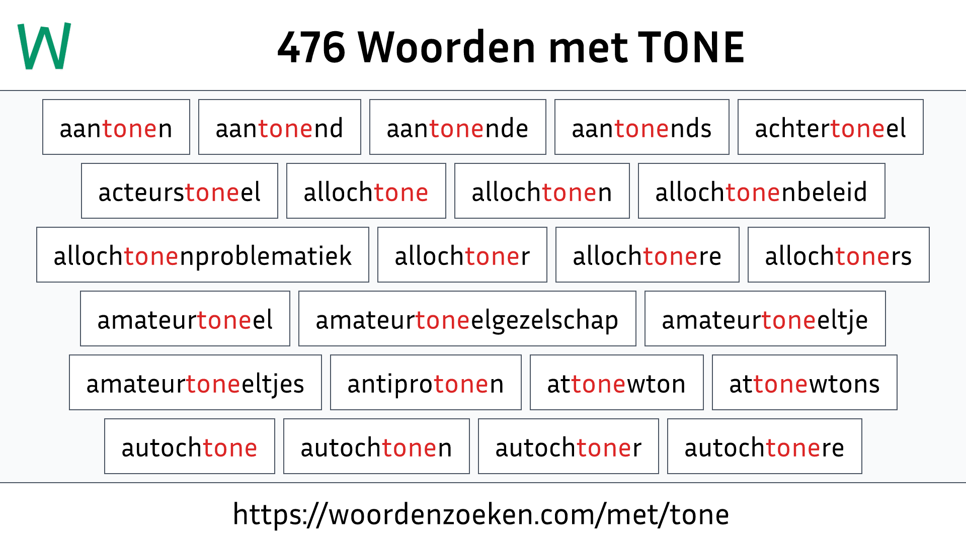 Woorden met TONE