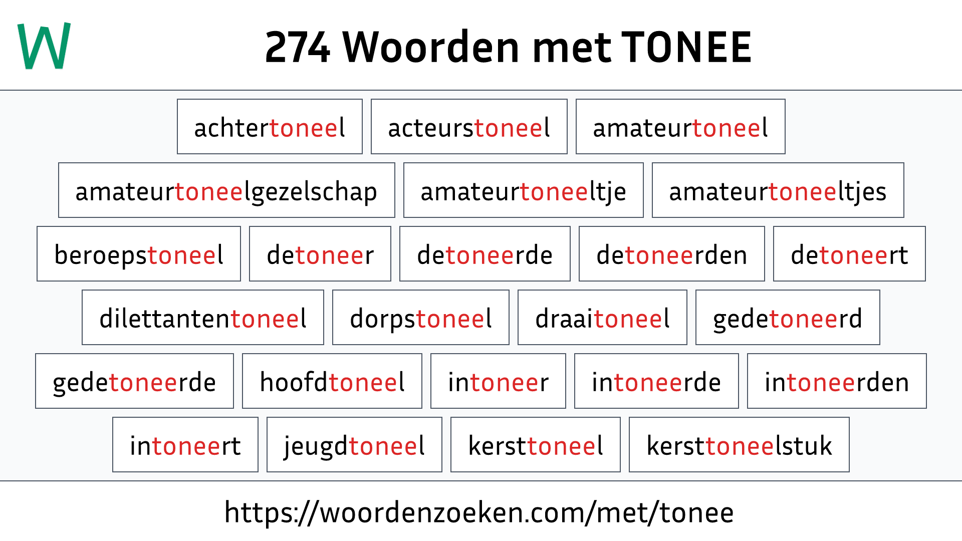 Woorden met TONEE