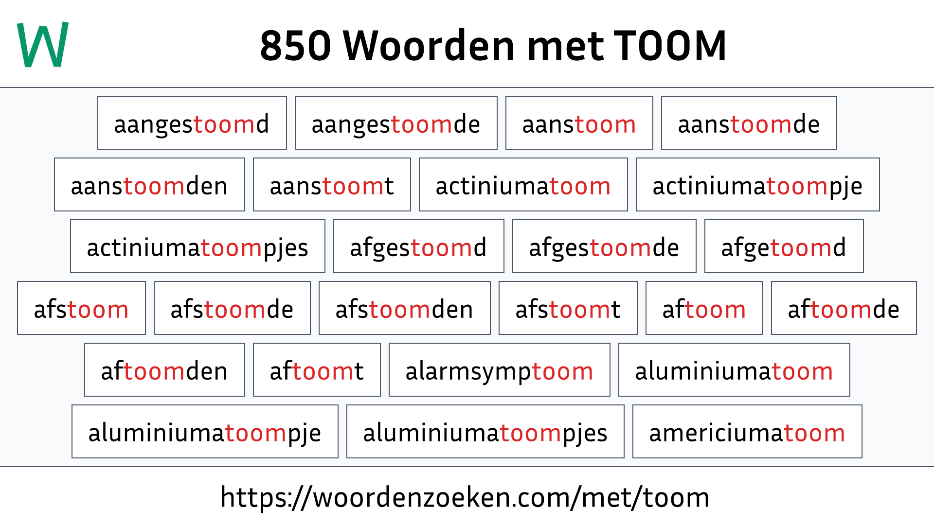 Woorden met TOOM