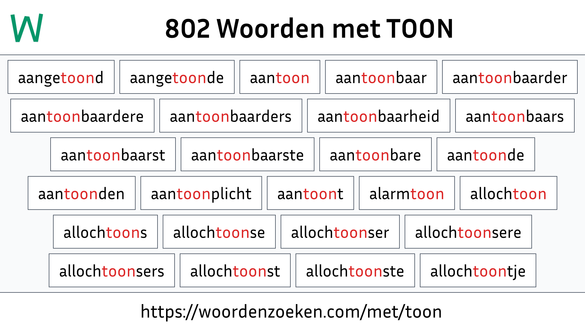 Woorden met TOON