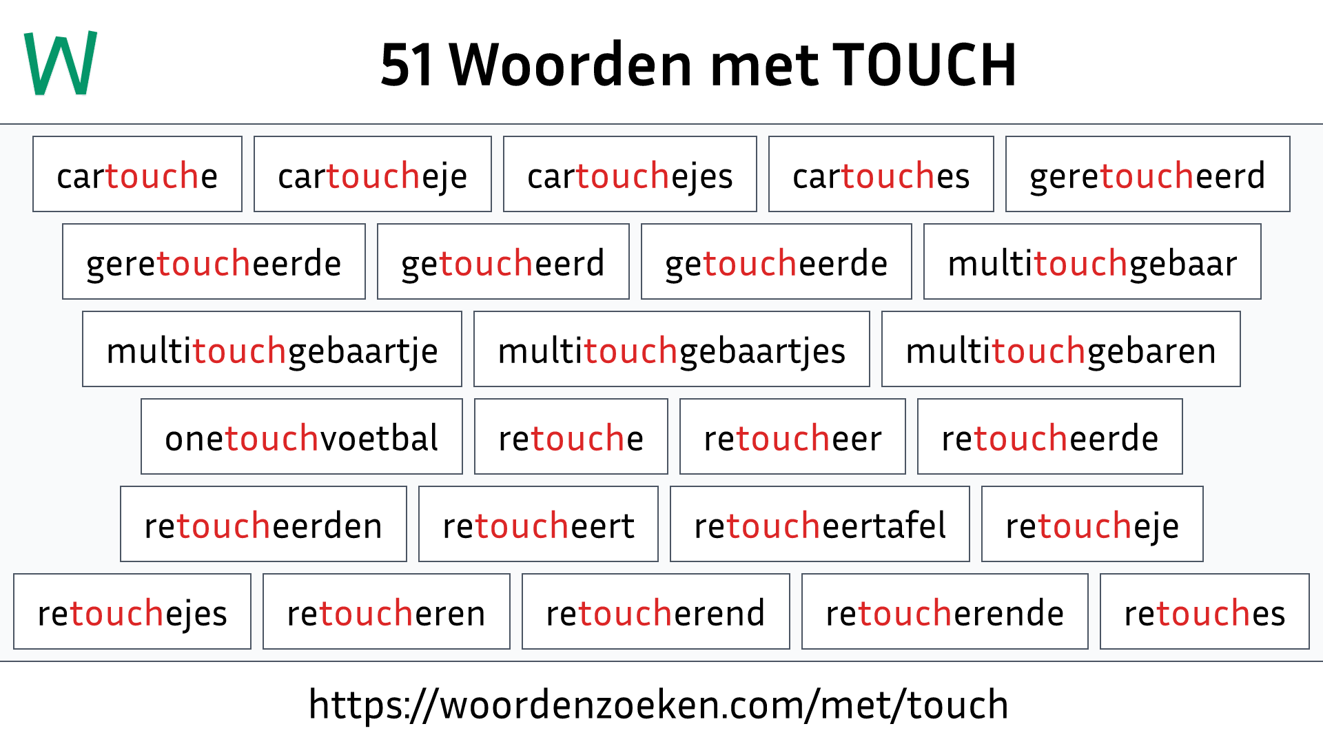 Woorden met TOUCH