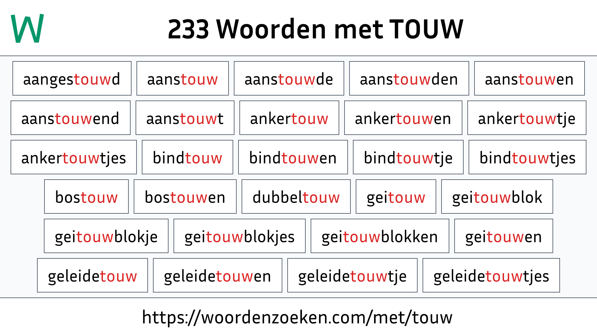 Woorden met TOUW