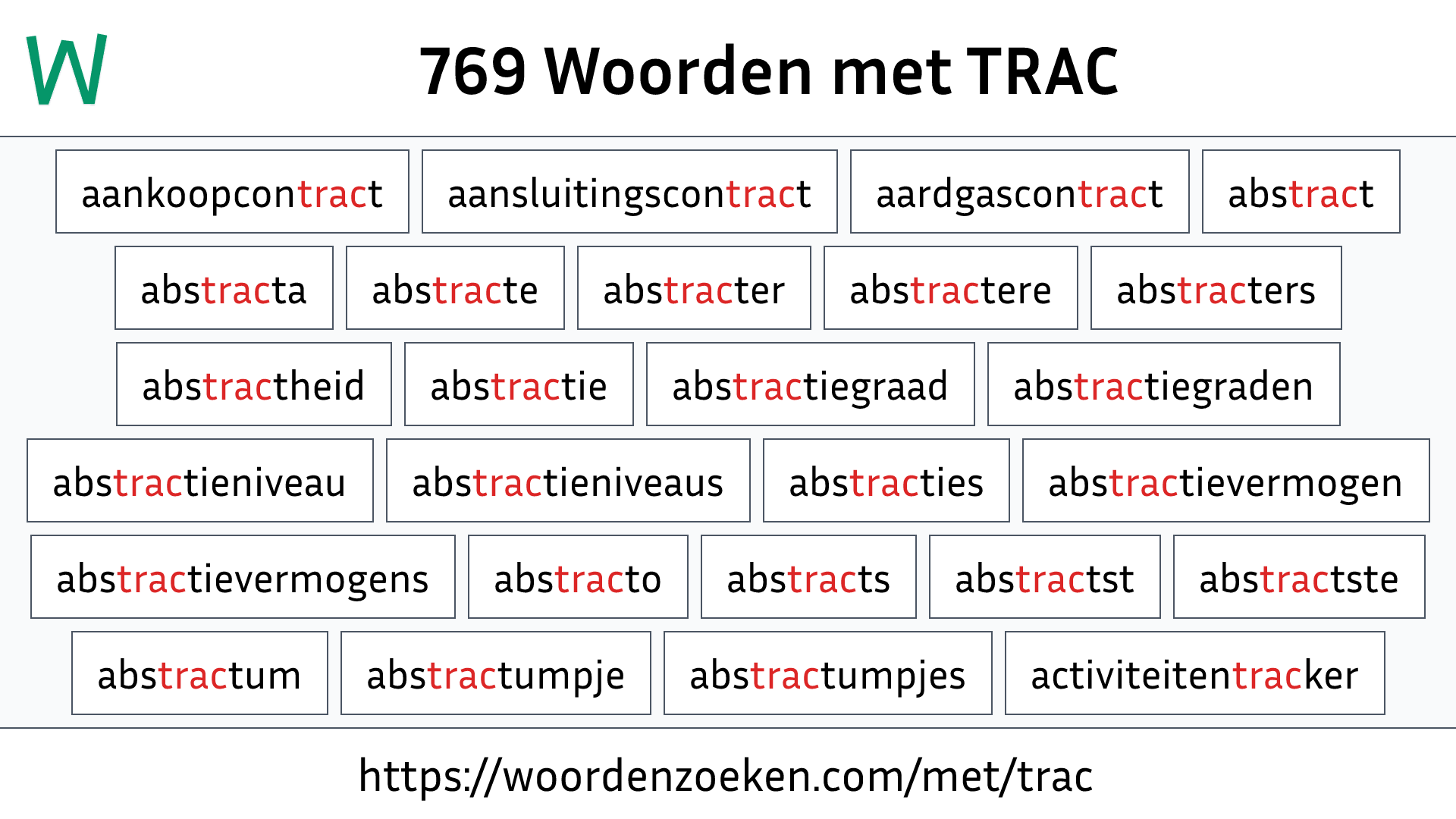 Woorden met TRAC