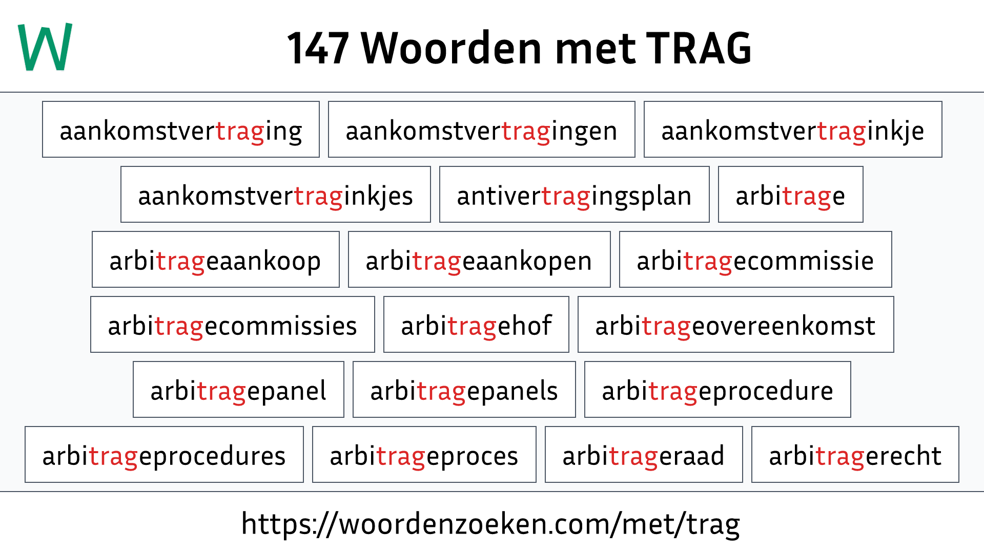 Woorden met TRAG