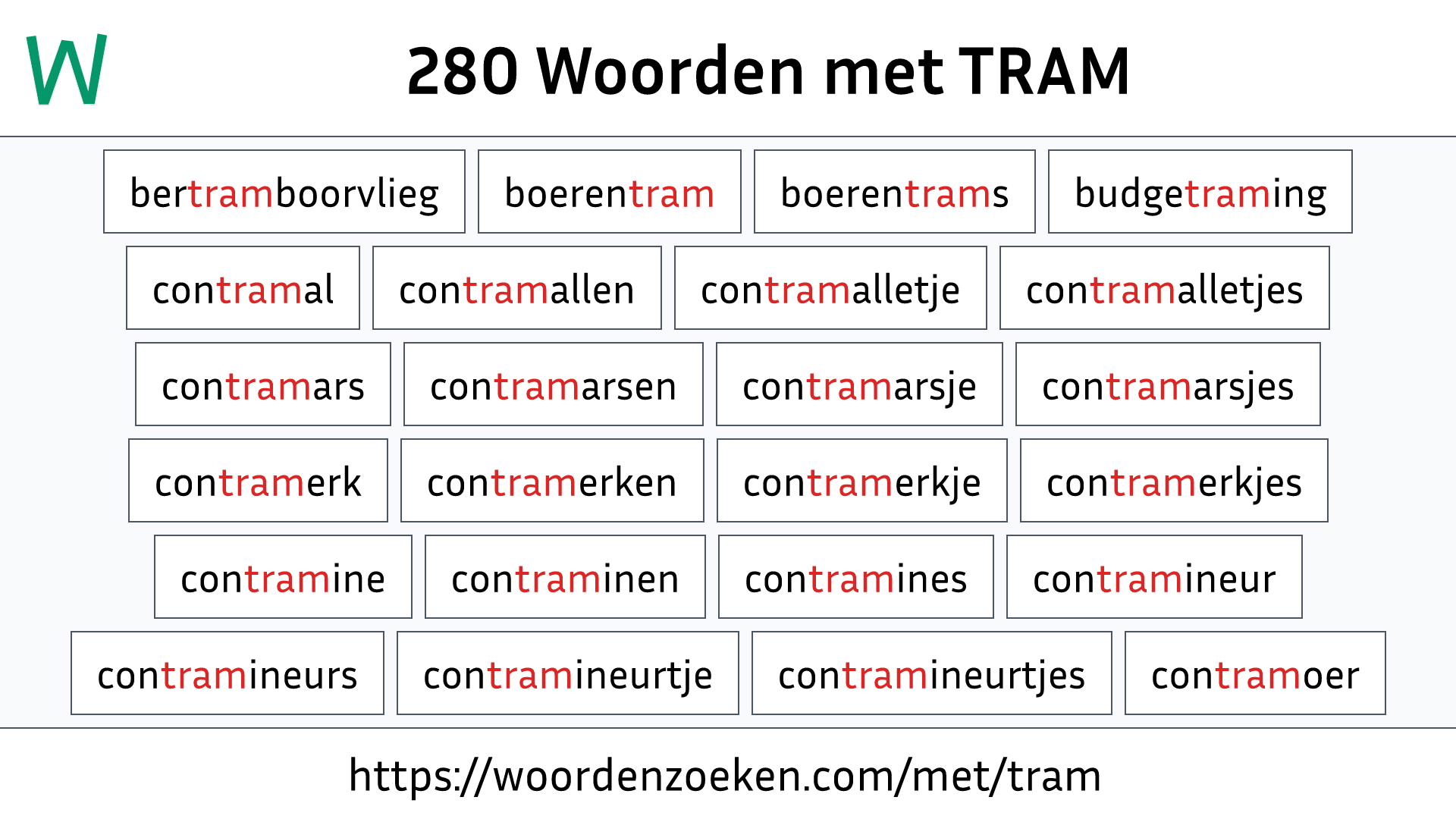 Woorden met TRAM