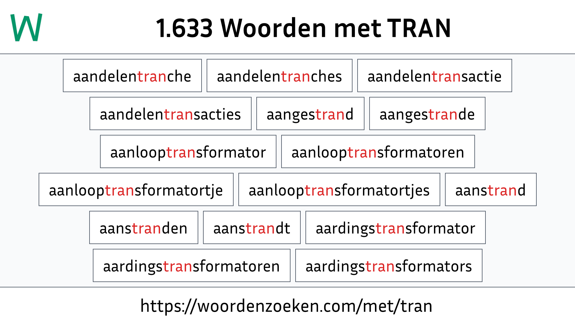 Woorden met TRAN