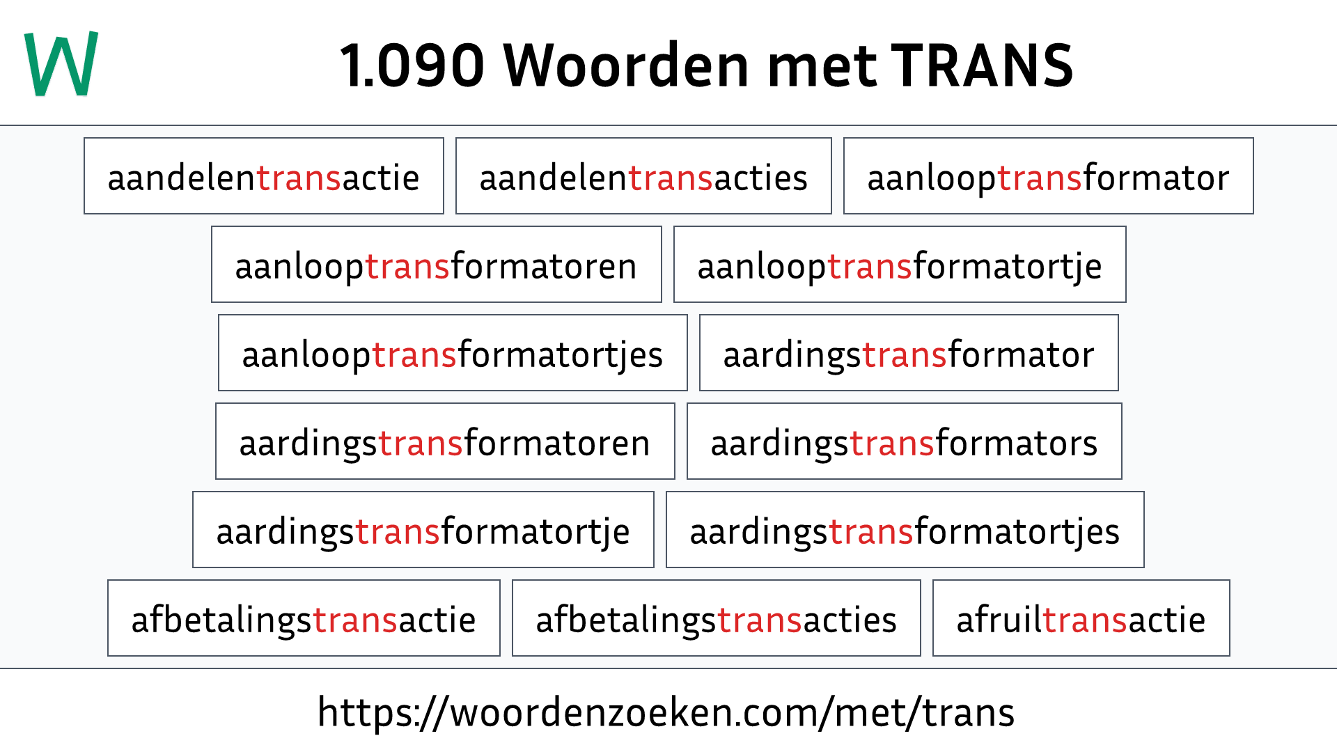 Woorden met TRANS