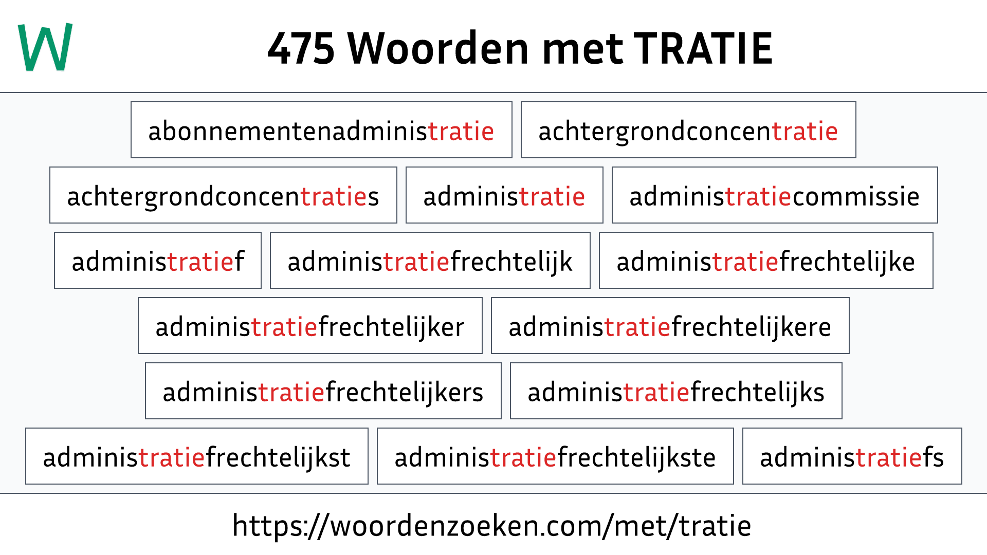 Woorden met TRATIE