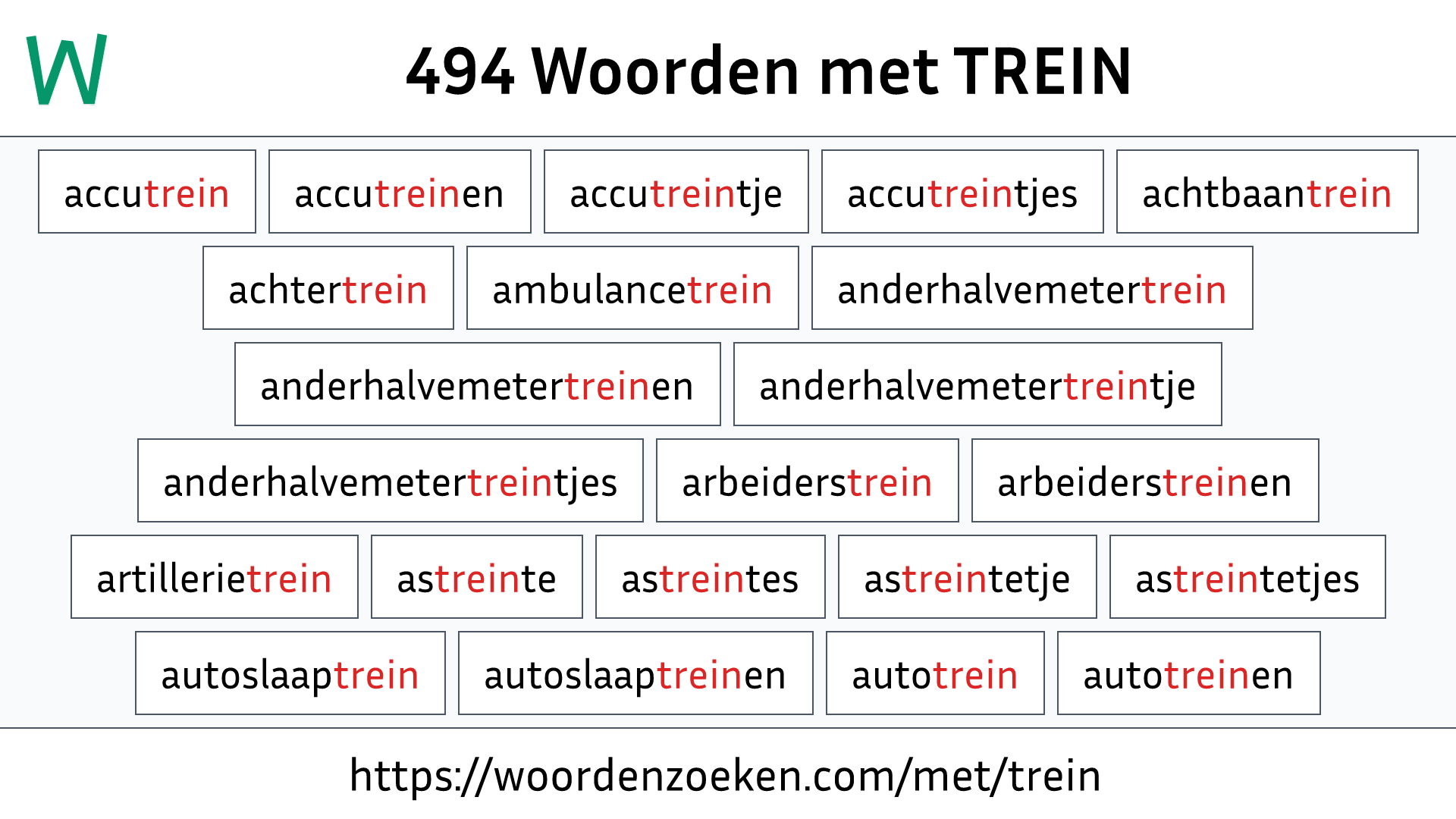 Woorden met TREIN