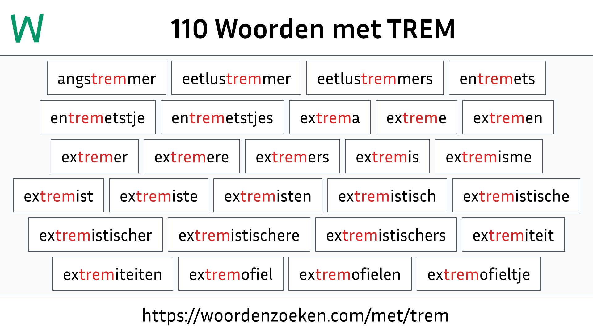 Woorden met TREM