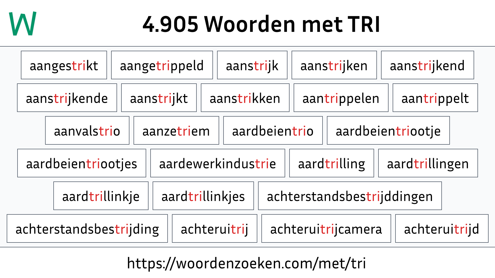 Woorden met TRI