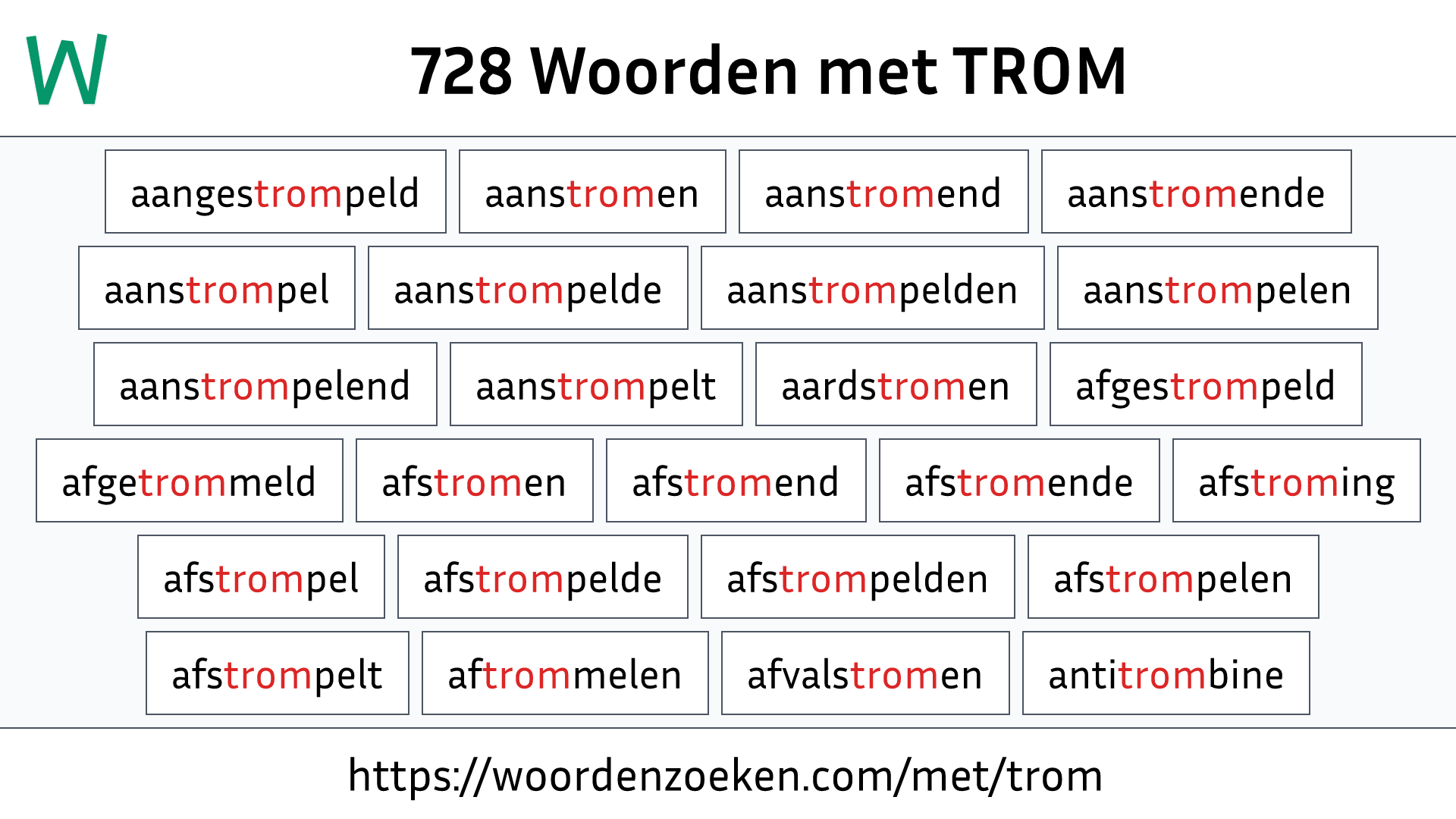 Woorden met TROM