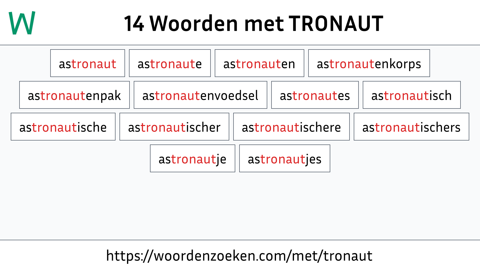 Woorden met TRONAUT