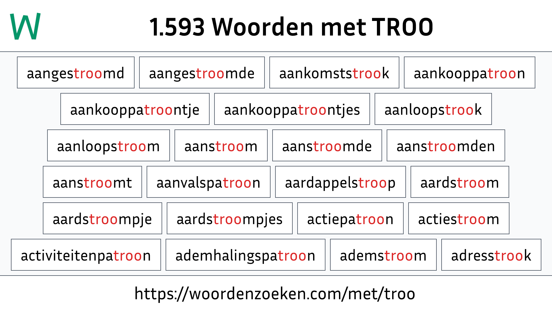 Woorden met TROO