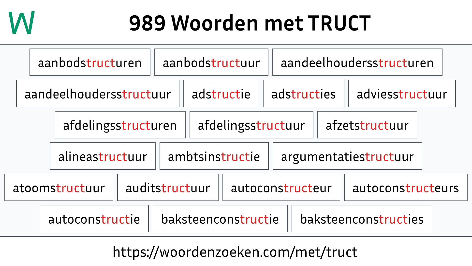 Woorden met TRUCT