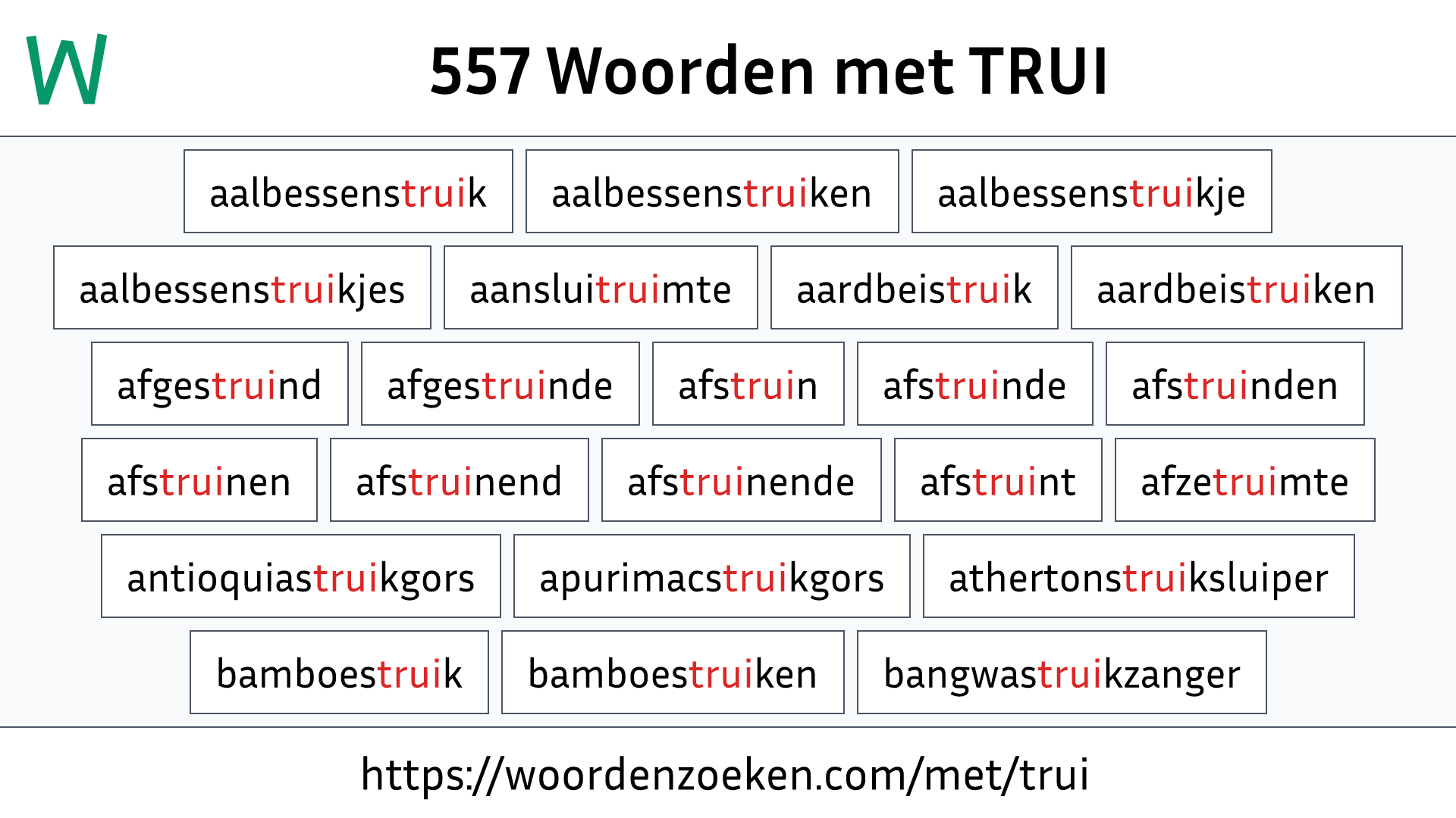 Woorden met TRUI