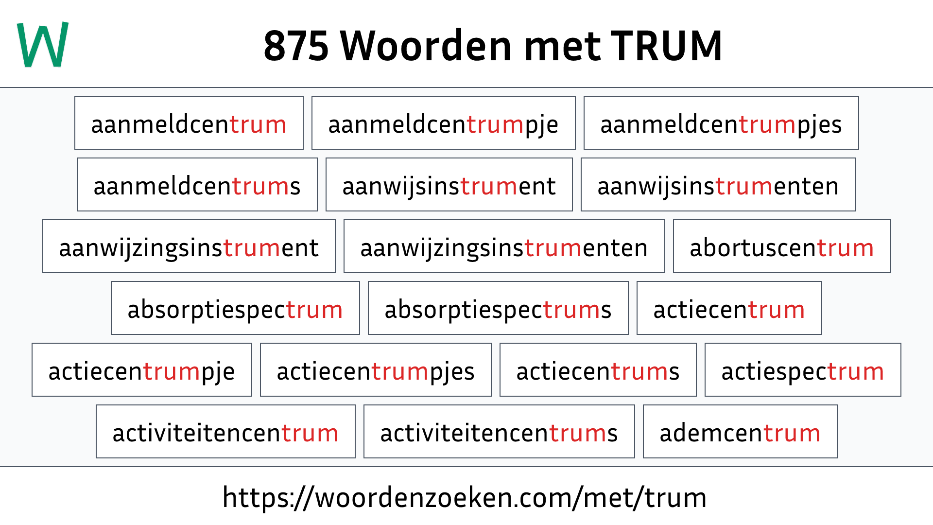 Woorden met TRUM