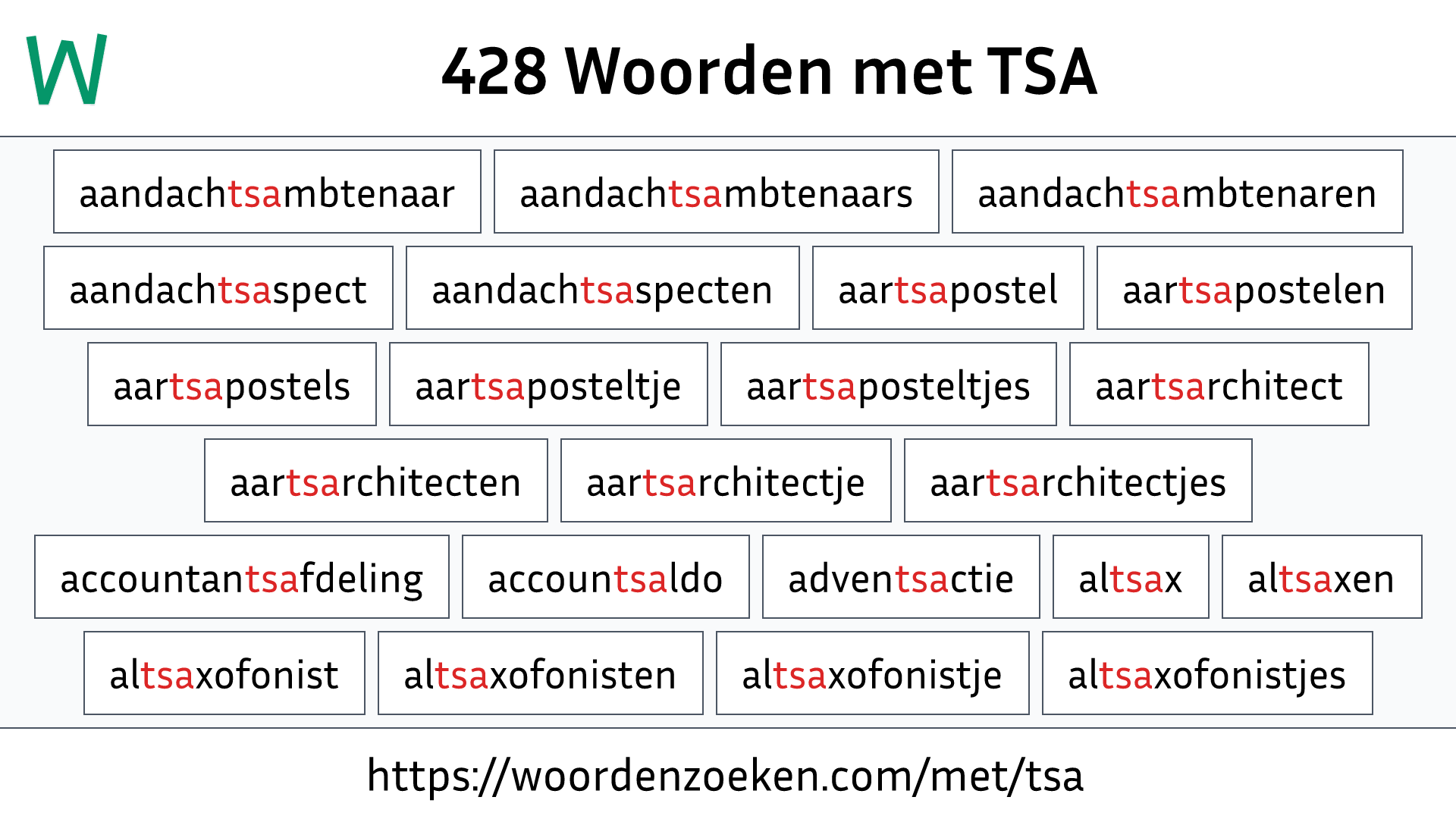 Woorden met TSA