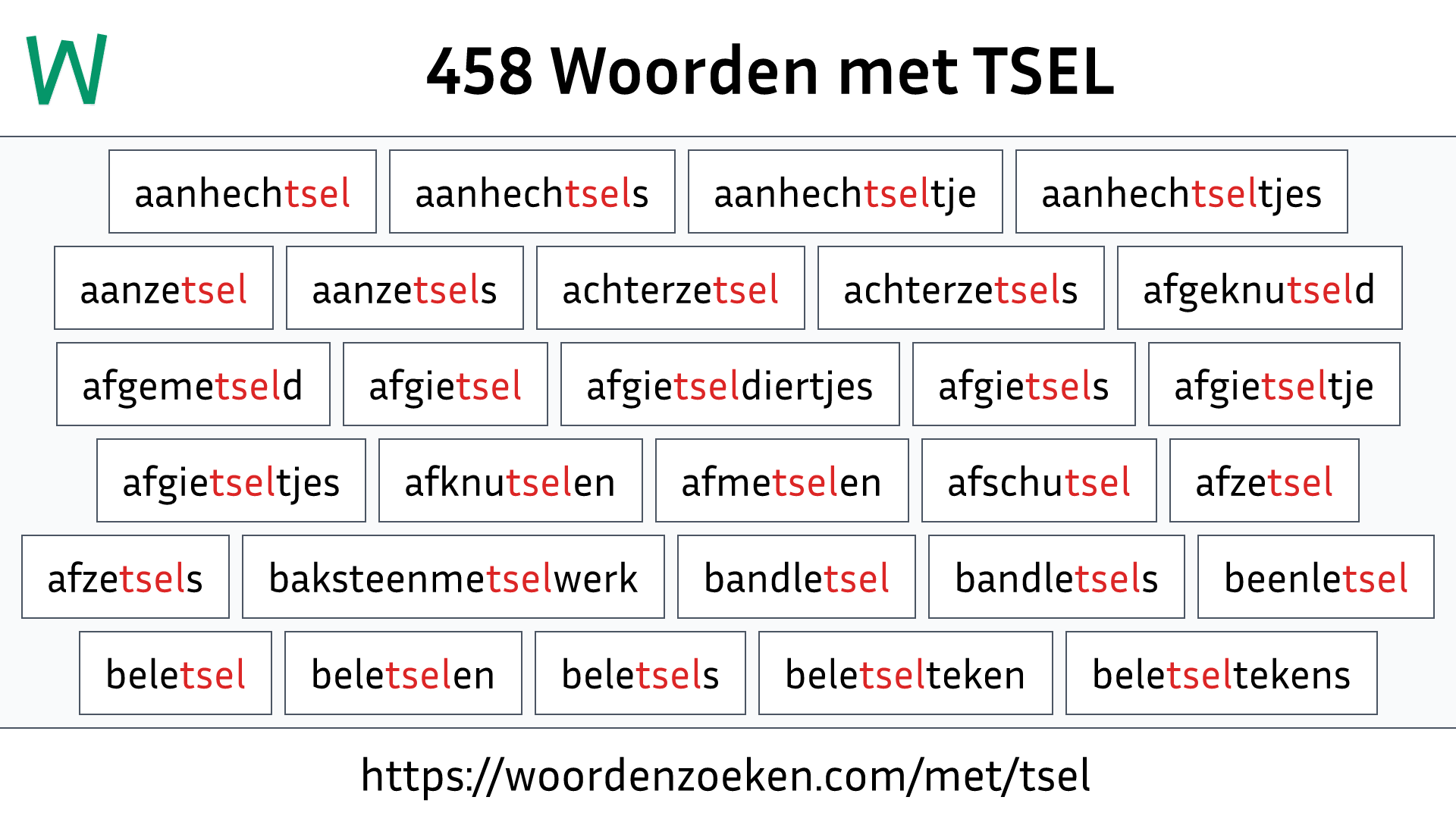 Woorden met TSEL