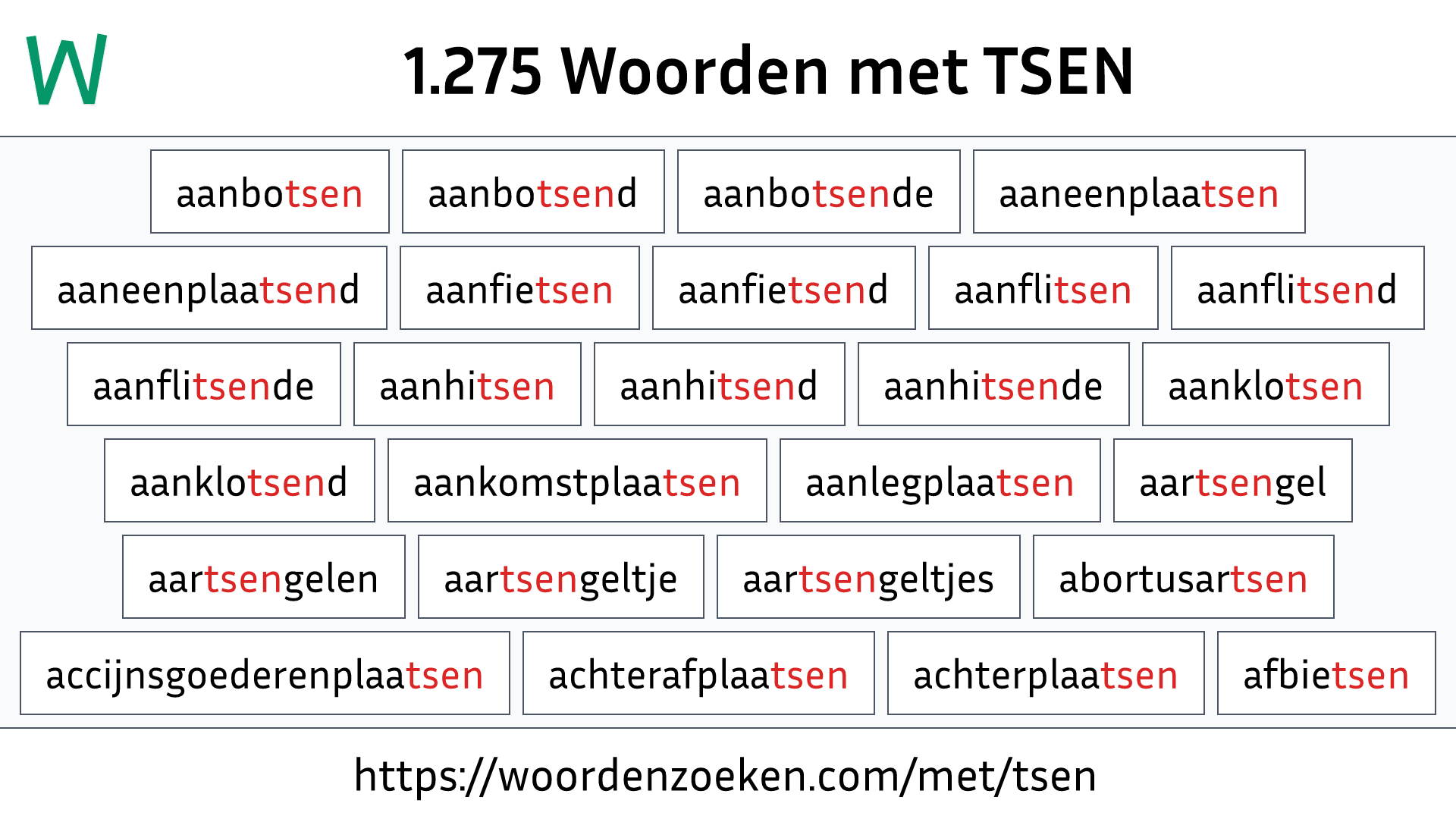 Woorden met TSEN