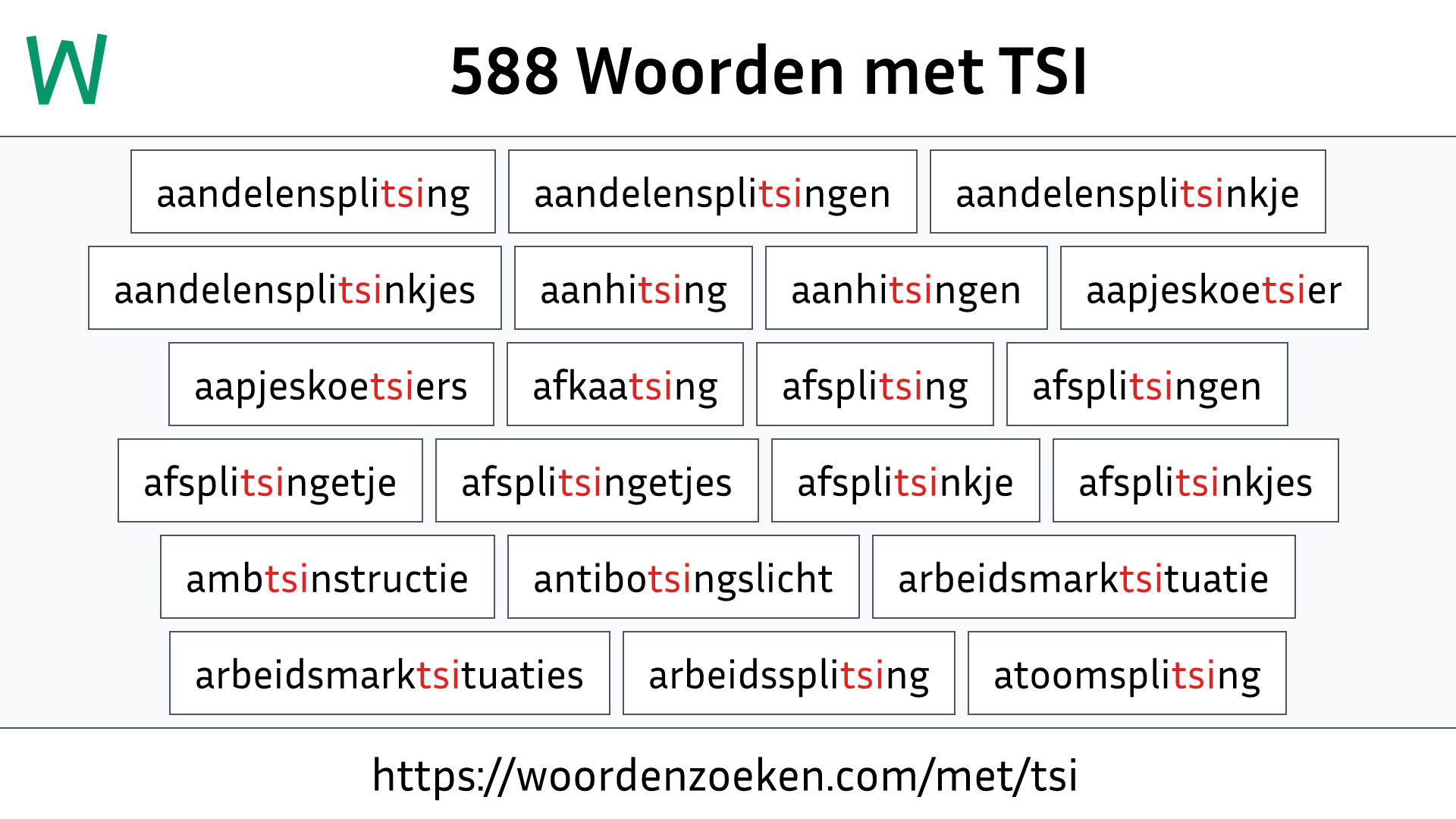 Woorden met TSI