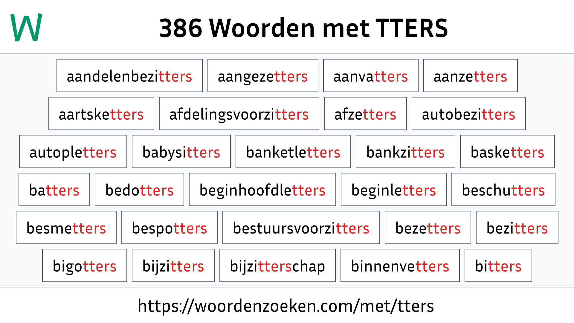 Woorden met TTERS