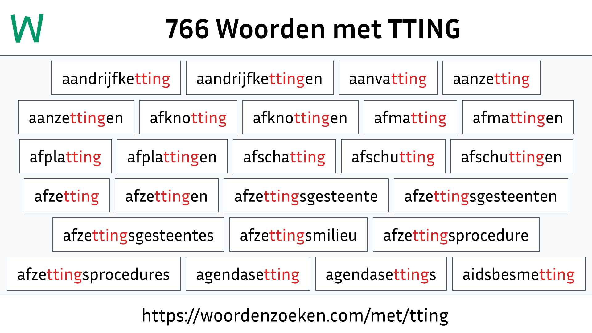 Woorden met TTING