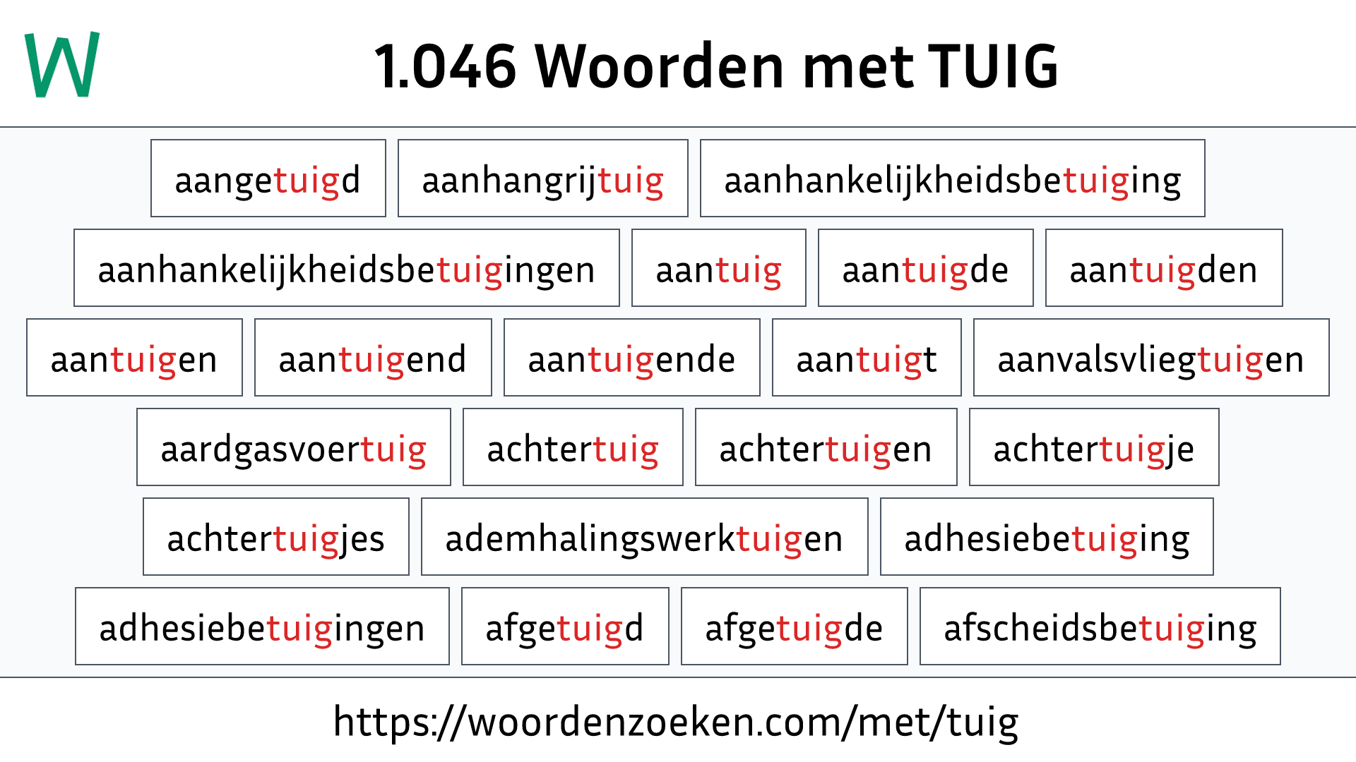 Woorden met TUIG